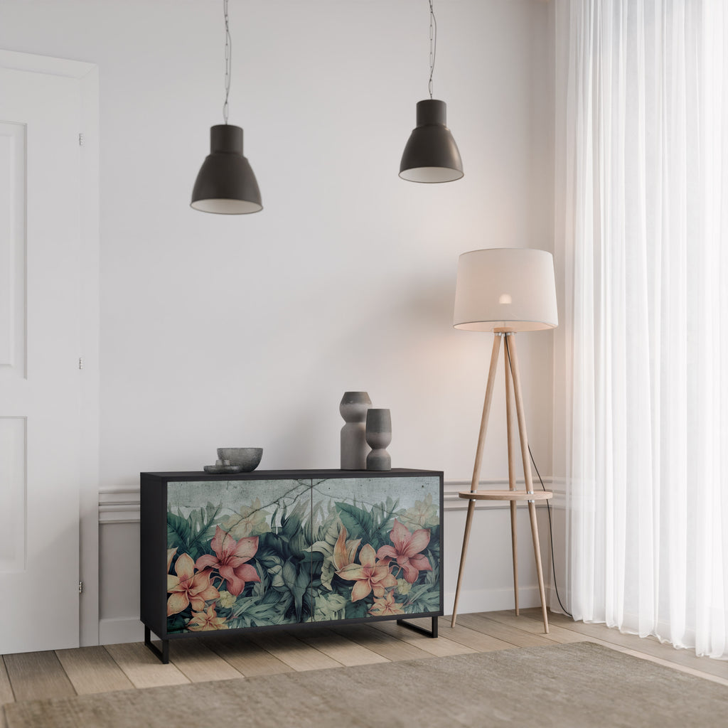 Aparador de 2 puertas HEAVENLY BLOOM en acabado negro