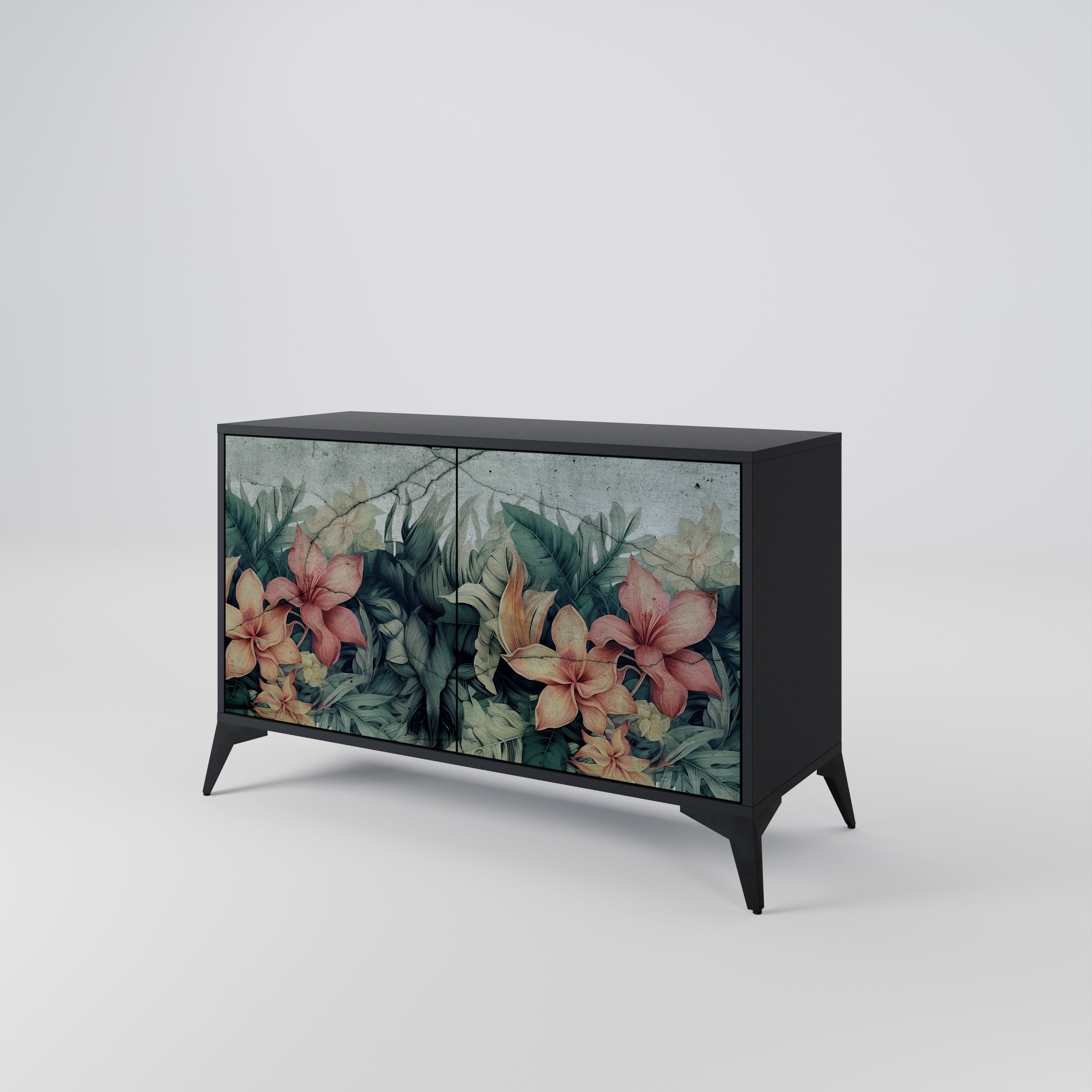 Aparador de 2 puertas HEAVENLY BLOOM en acabado negro