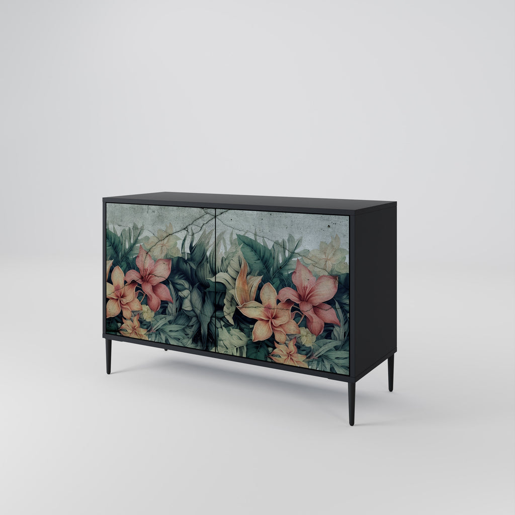 Aparador de 2 puertas HEAVENLY BLOOM en acabado negro