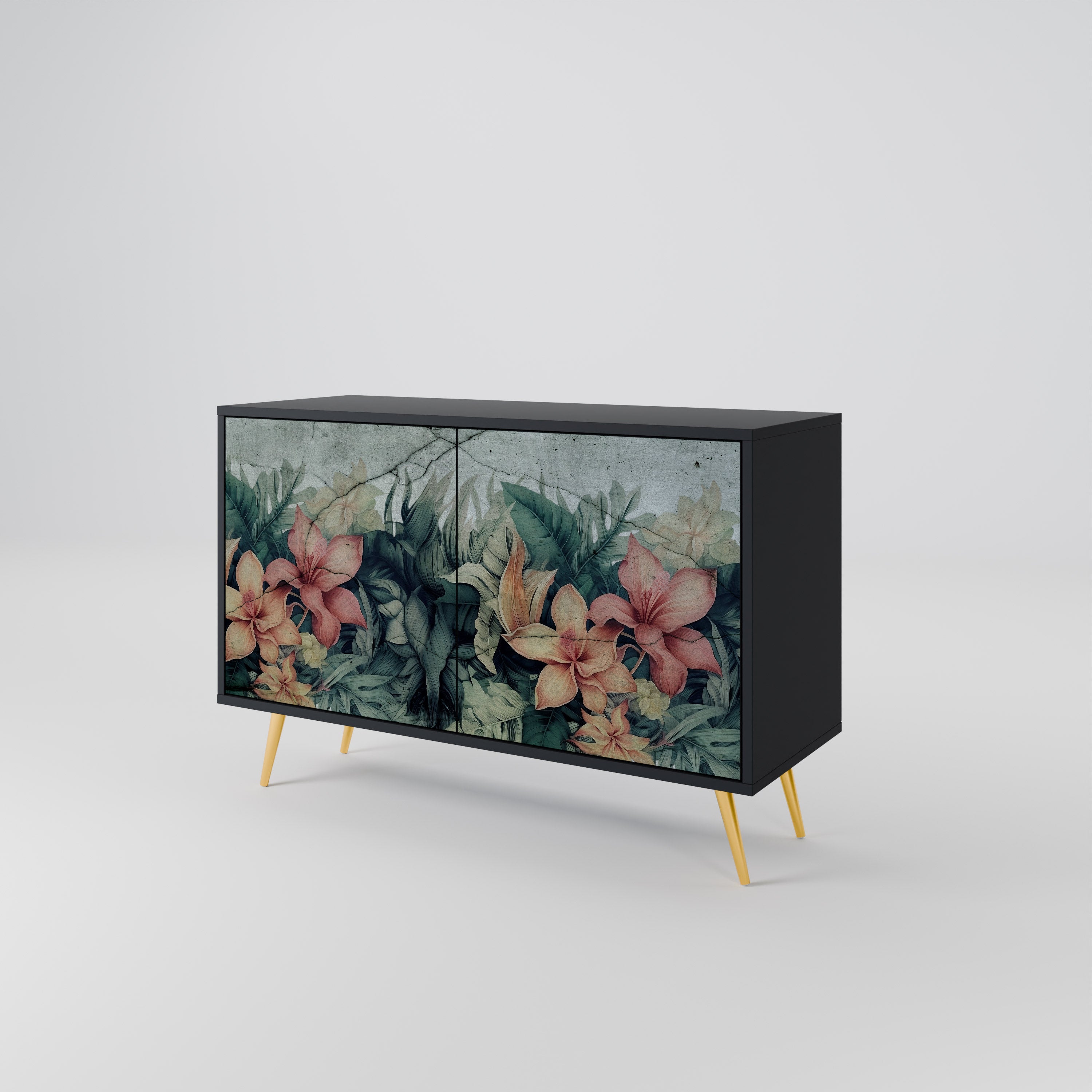 Aparador de 2 puertas HEAVENLY BLOOM en acabado negro