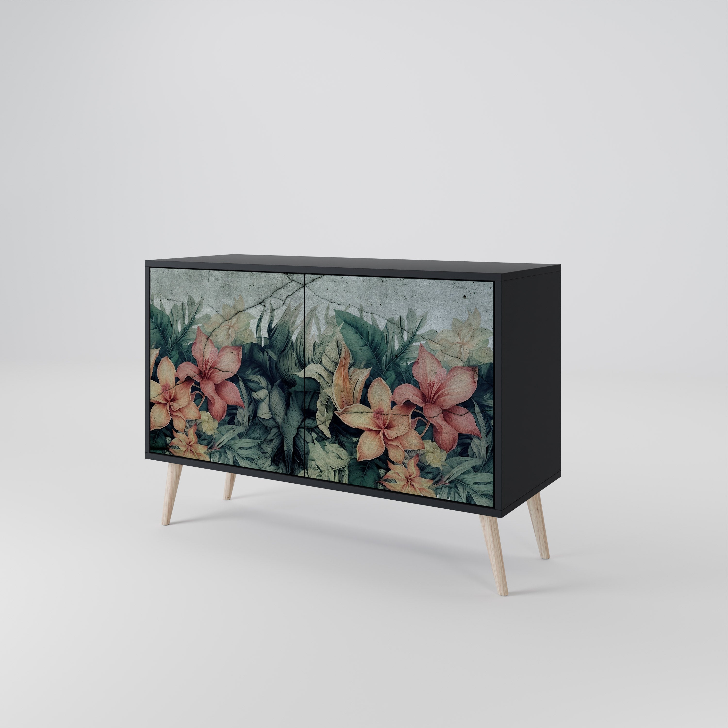 Aparador de 2 puertas HEAVENLY BLOOM en acabado negro