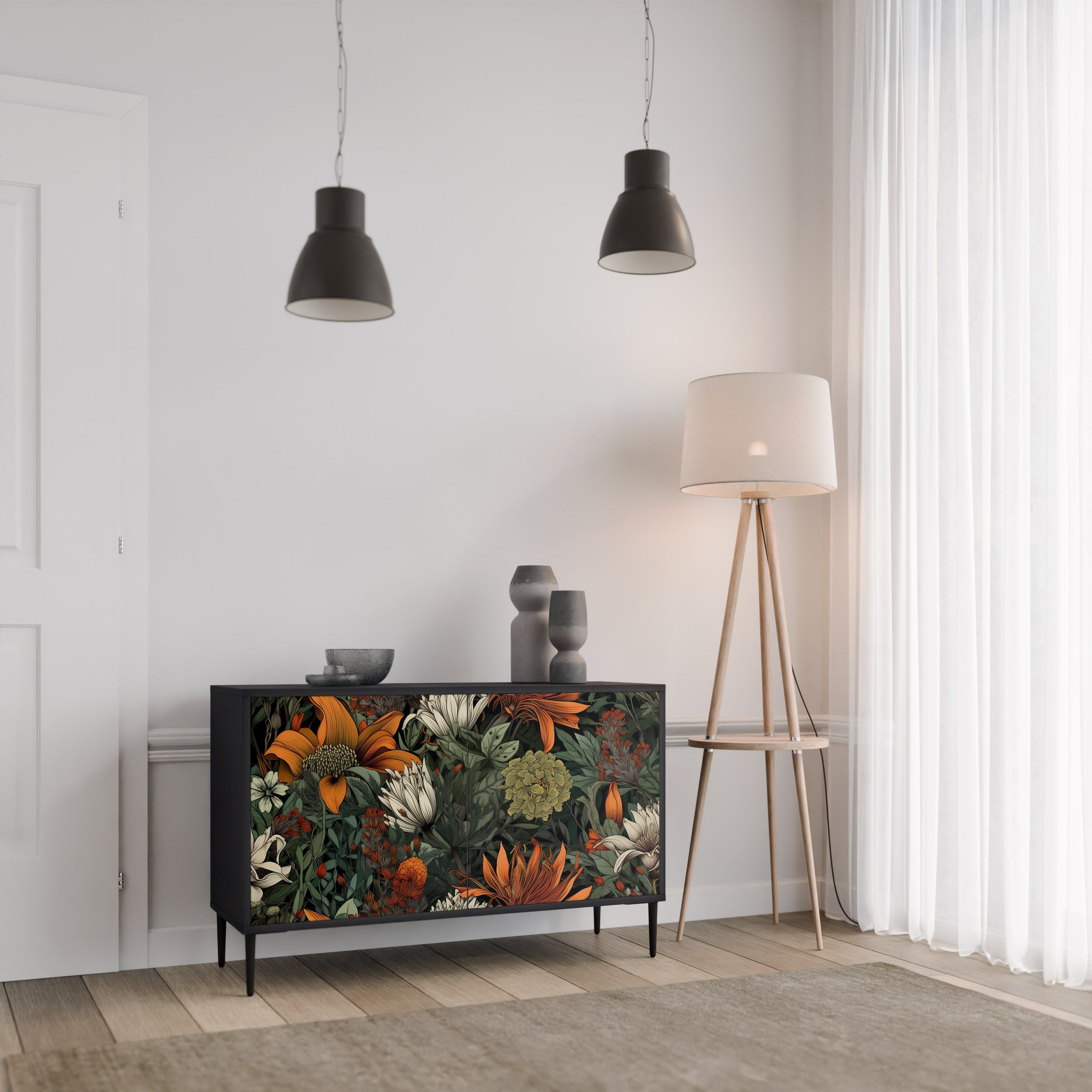 MIDNIGHT SPROUT 2-Door Sideboard in Black Finish