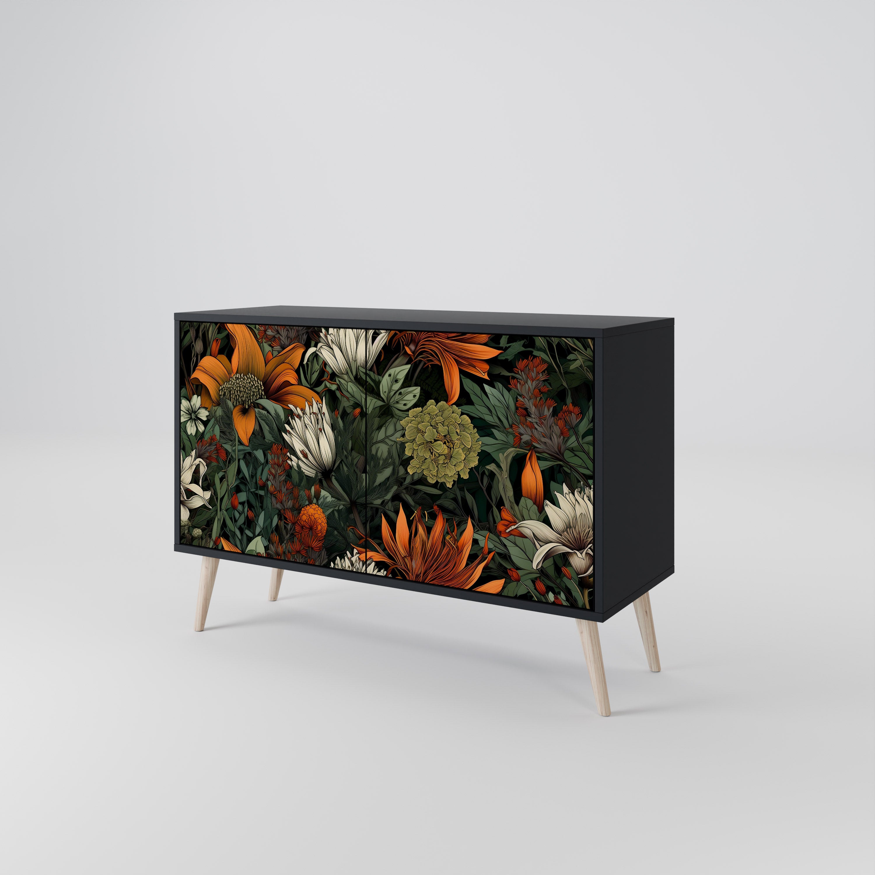 MIDNIGHT SPROUT 2-Door Sideboard in Black Finish