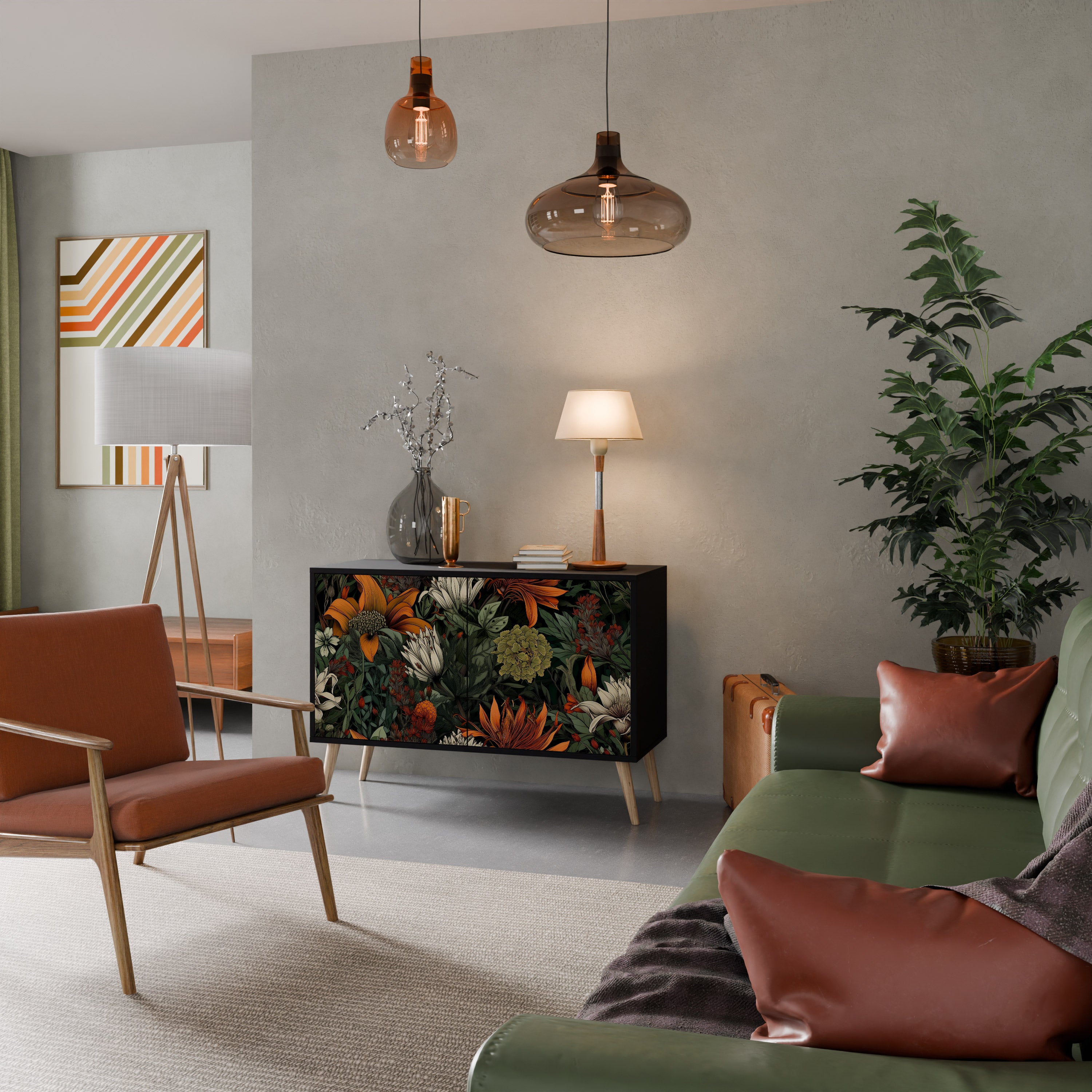 MIDNIGHT SPROUT 2-Door Sideboard in Black Finish