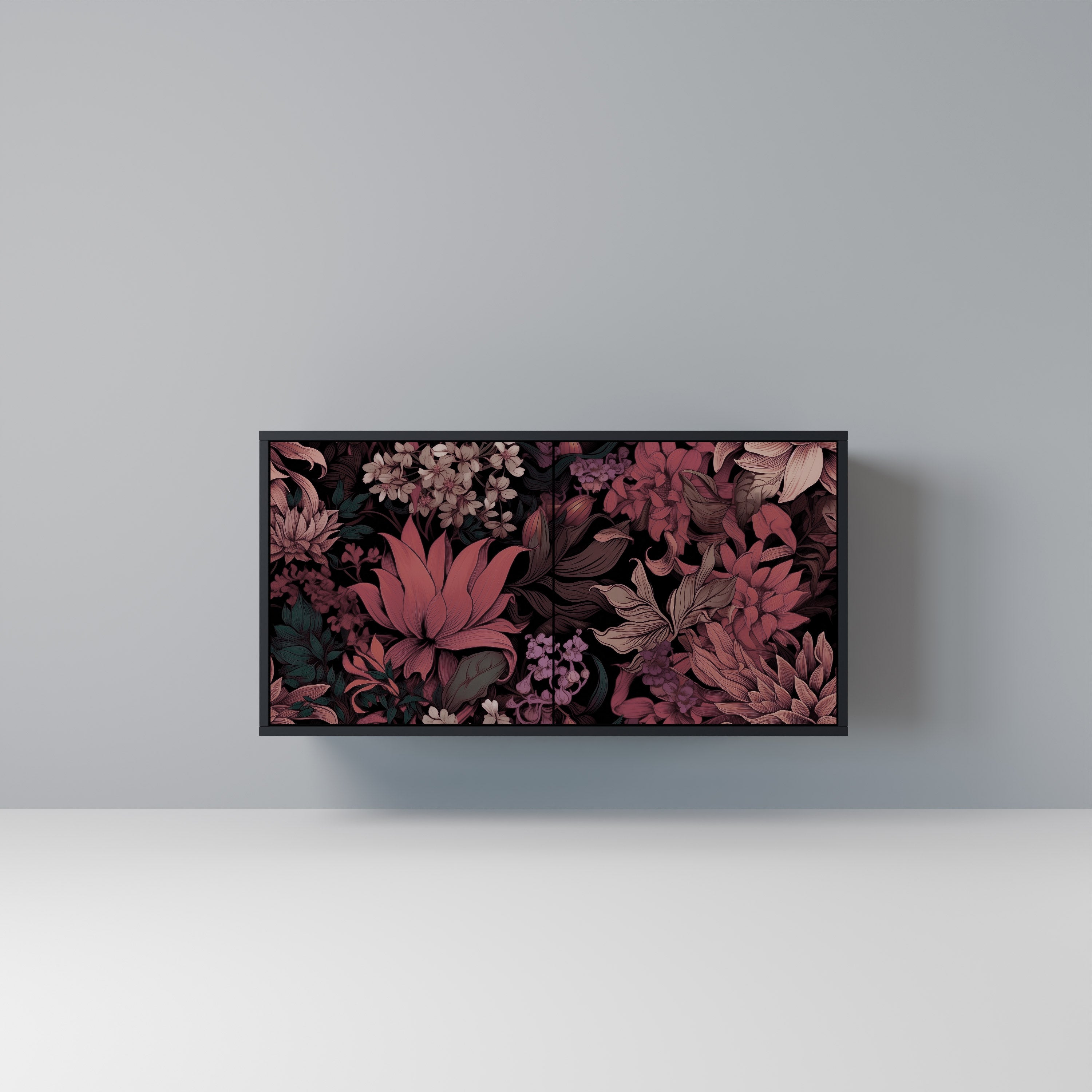 FLORAL WHISPER 2-Door Sideboard in Black Finish