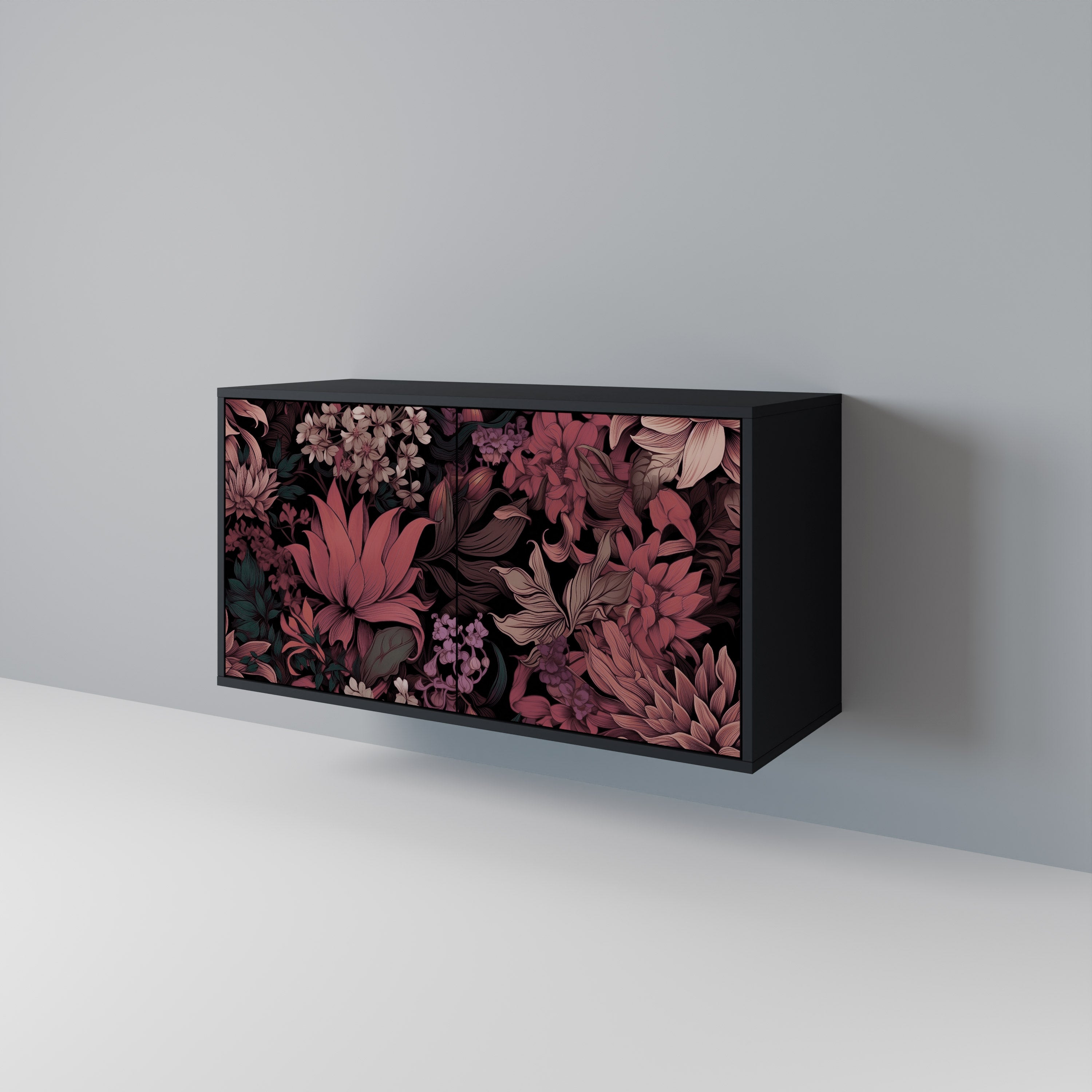 FLORAL WHISPER 2-Door Sideboard in Black Finish