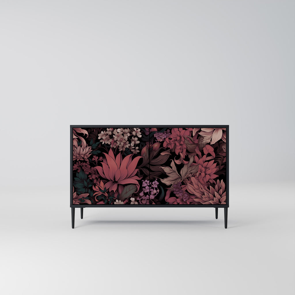 FLORAL WHISPER 2-Door Sideboard in Black Finish