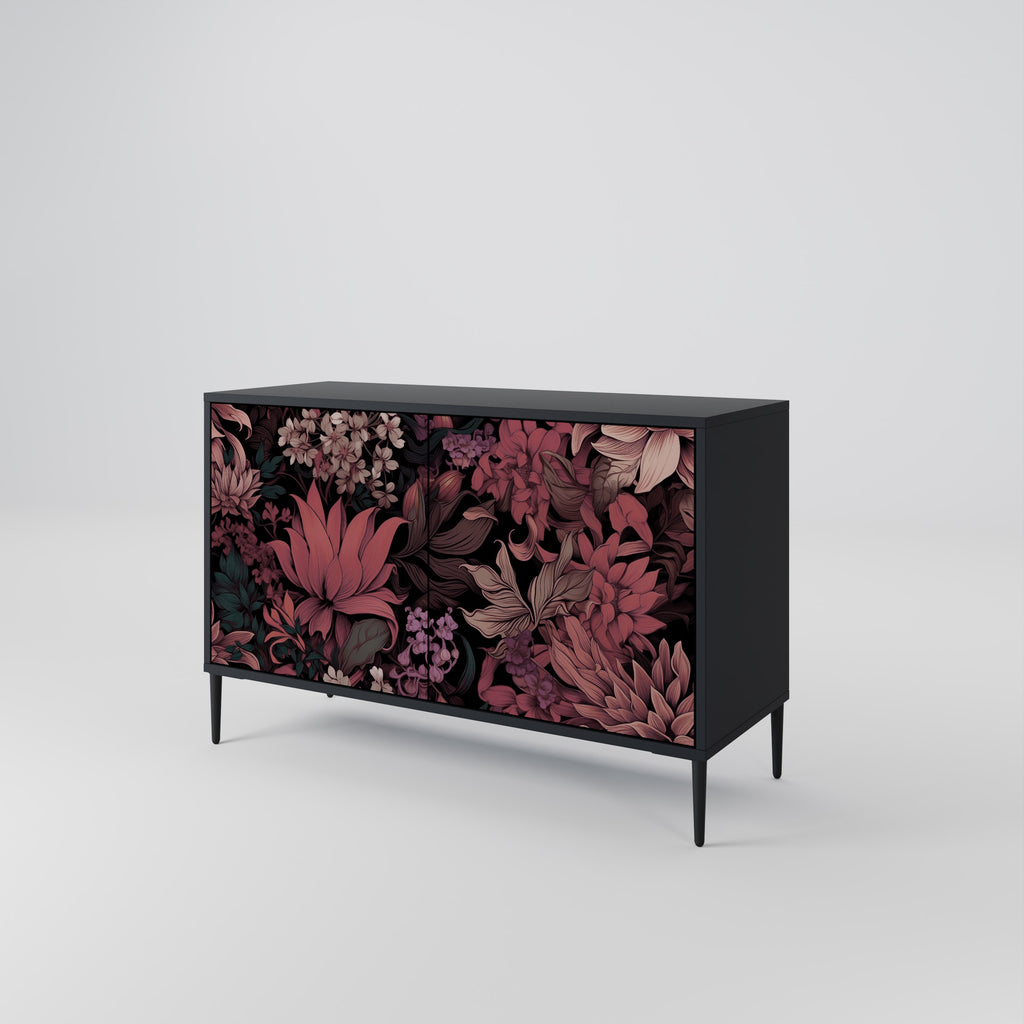 FLORAL WHISPER 2-Door Sideboard in Black Finish