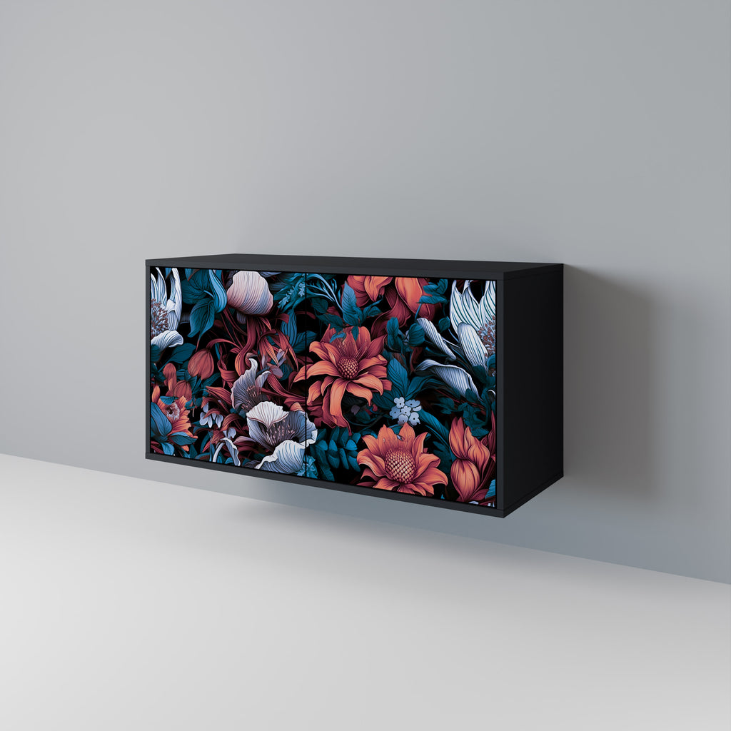 ETHEREAL BLOSSOMS 2-Door Sideboard in Black Finish