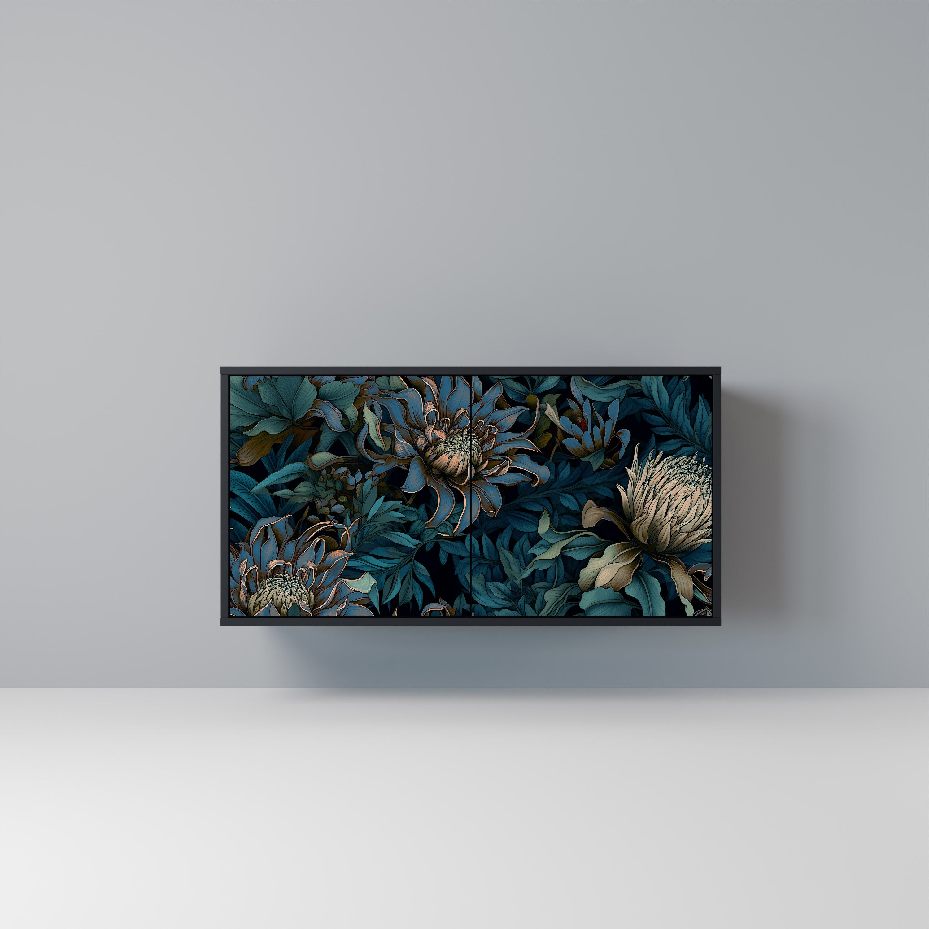 TWILIGHT BLOOM 2-Door Sideboard in Black Finish