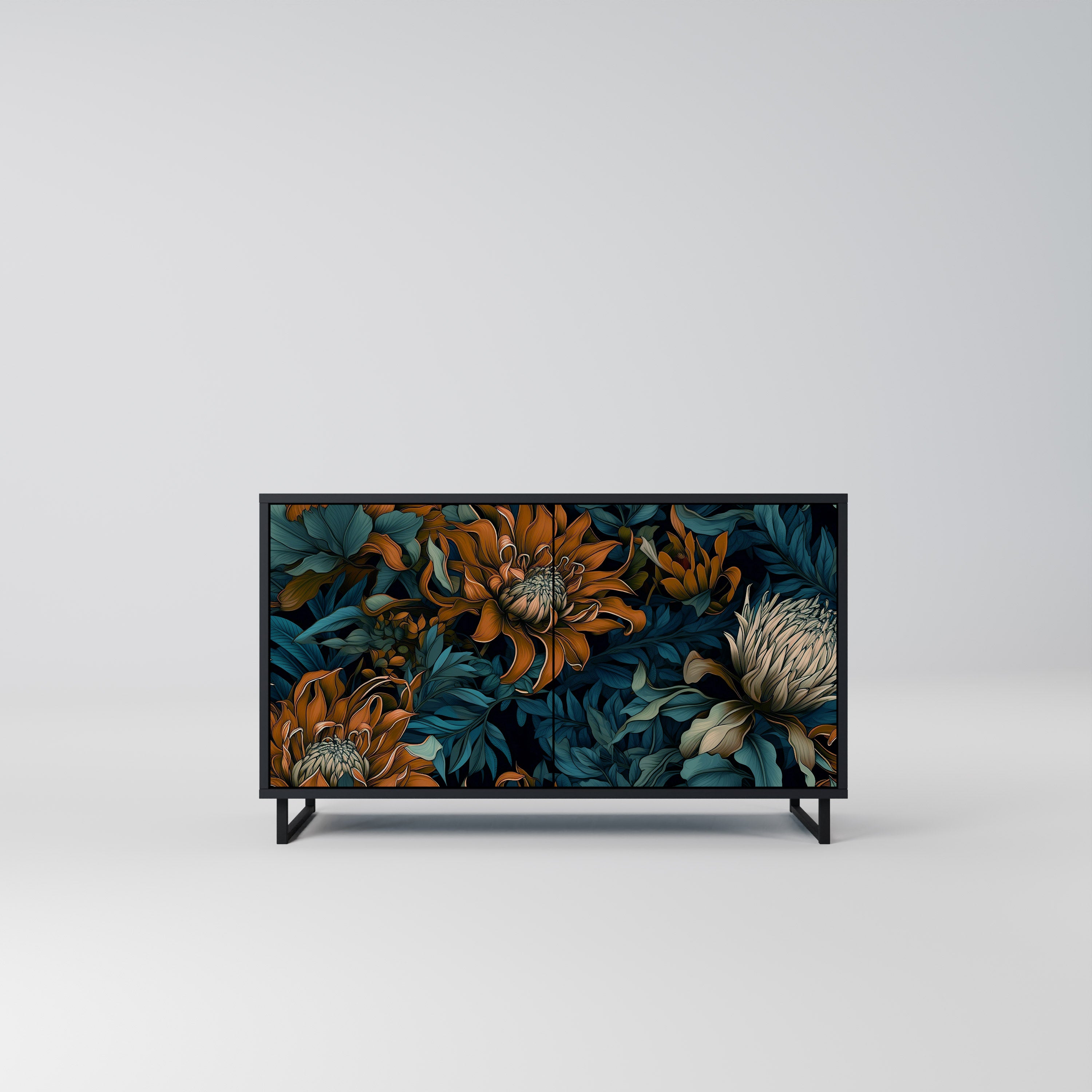 MORNING BLOOM 2-Door Sideboard in Black Finish