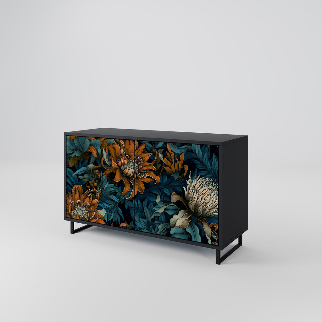 MORNING BLOOM 2-Door Sideboard in Black Finish