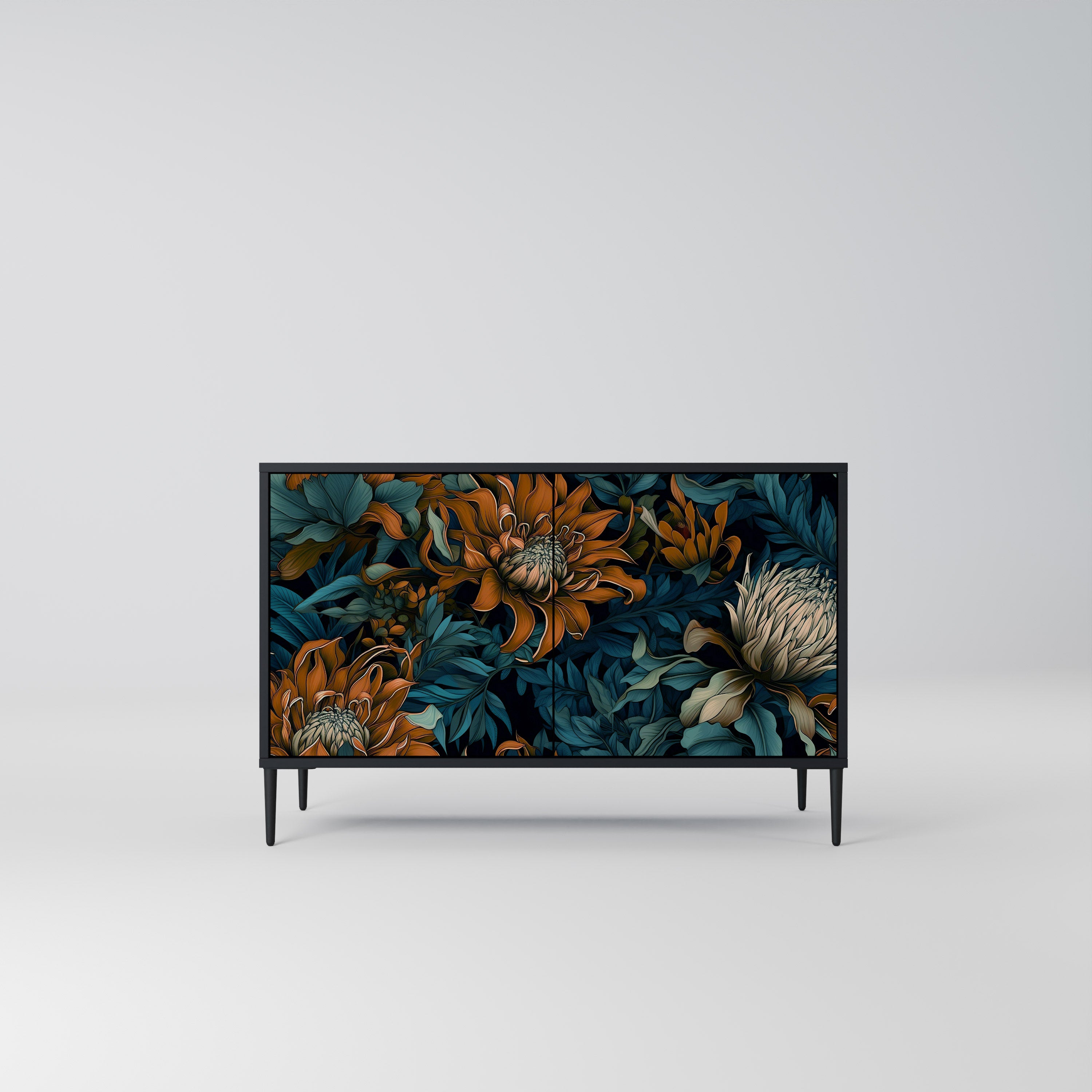 MORNING BLOOM 2-Door Sideboard in Black Finish