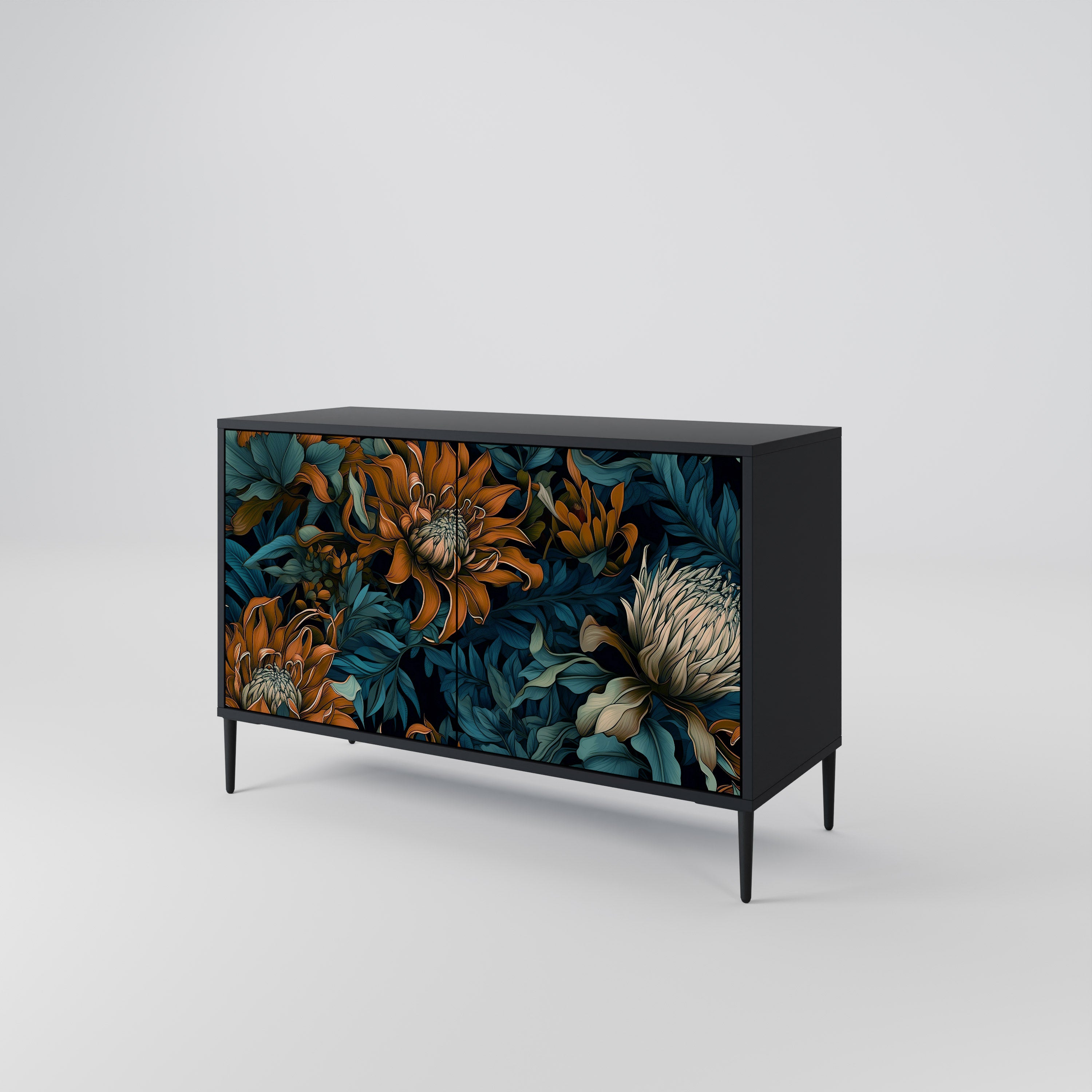 MORNING BLOOM 2-Door Sideboard in Black Finish