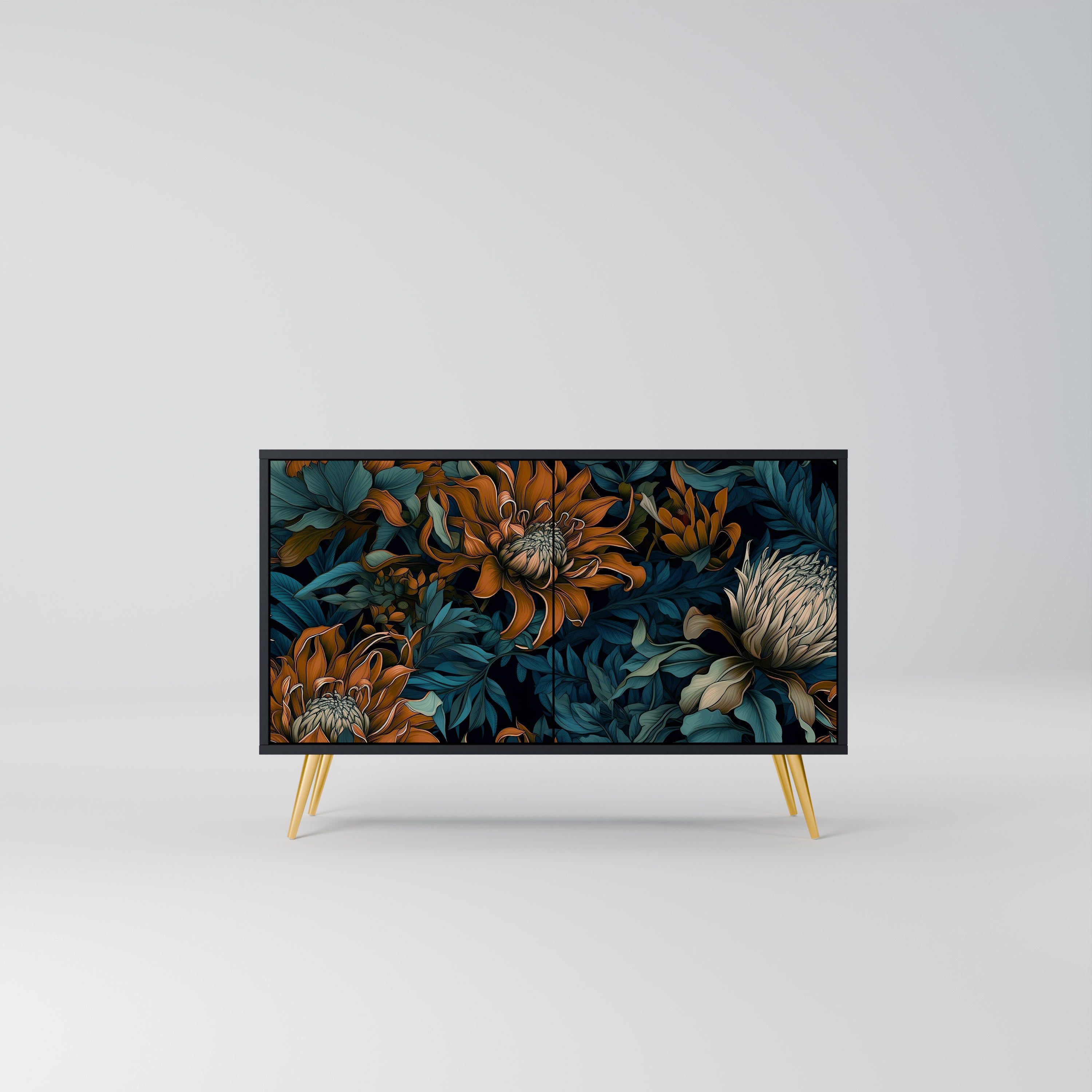 MORNING BLOOM 2-Door Sideboard in Black Finish