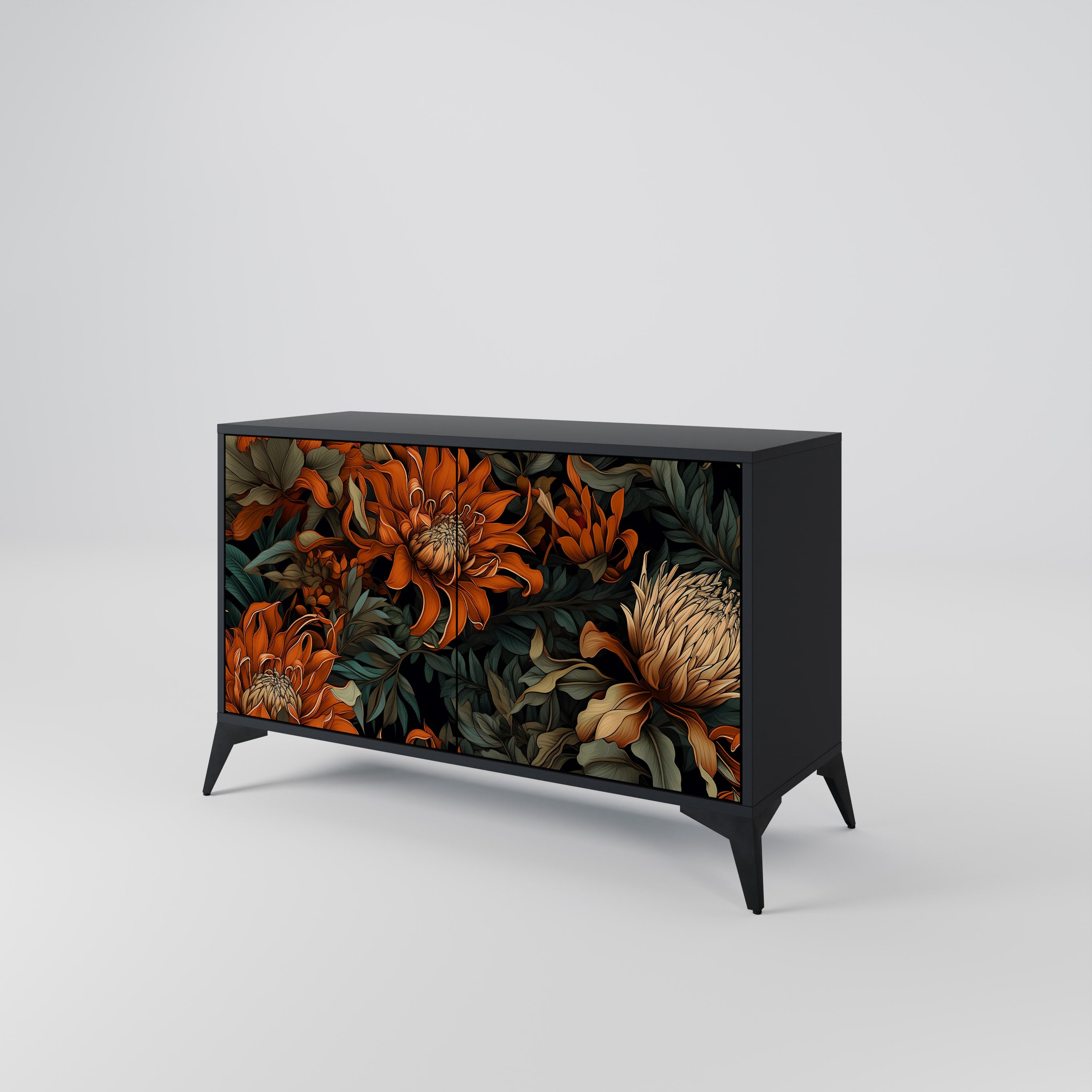DAWN BLOOM 2-Door Sideboard in Black Finish