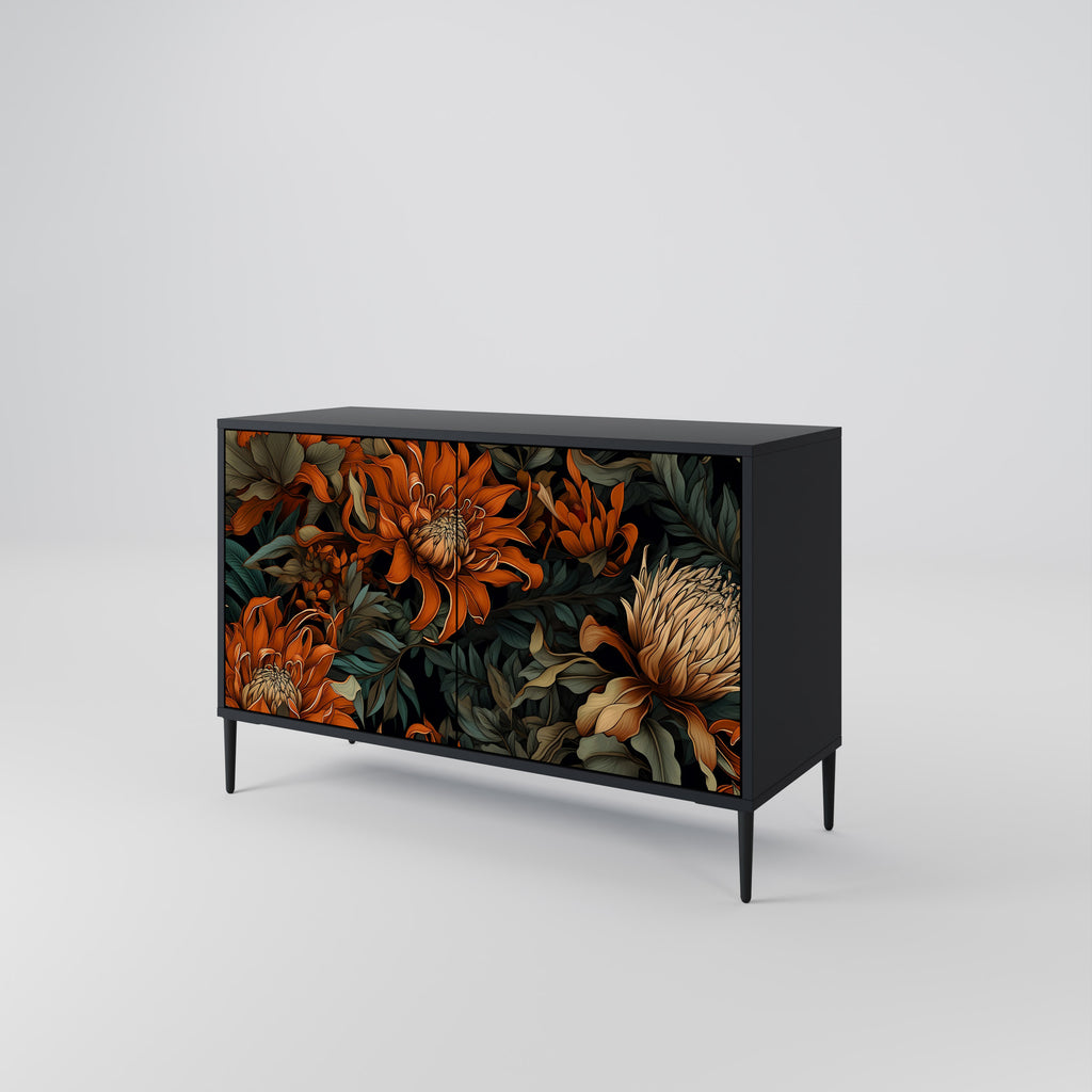 DAWN BLOOM 2-Door Sideboard in Black Finish