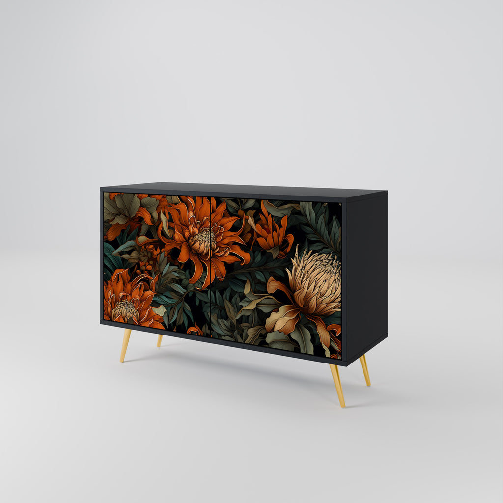 DAWN BLOOM 2-Door Sideboard in Black Finish