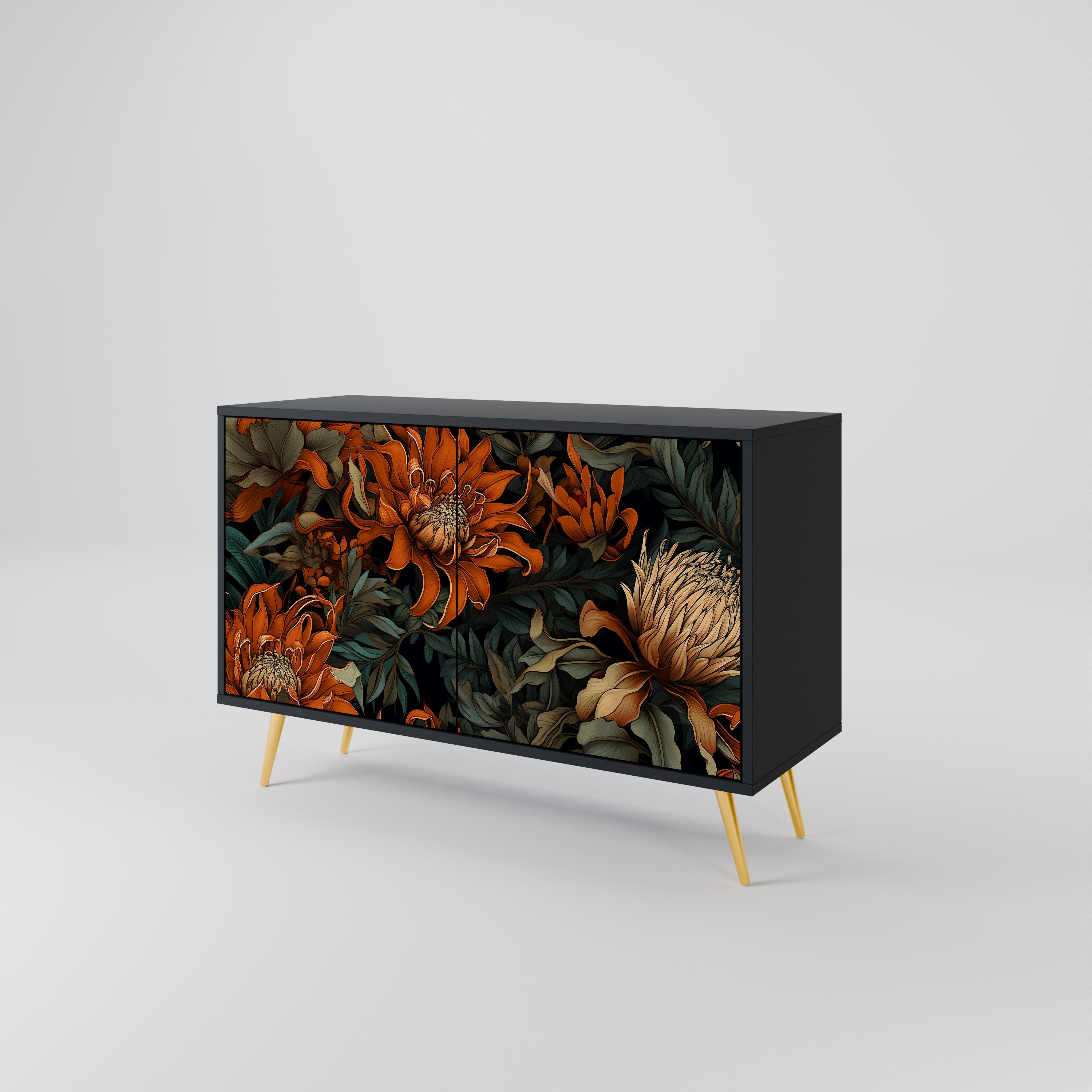 DAWN BLOOM 2-Door Sideboard in Black Finish