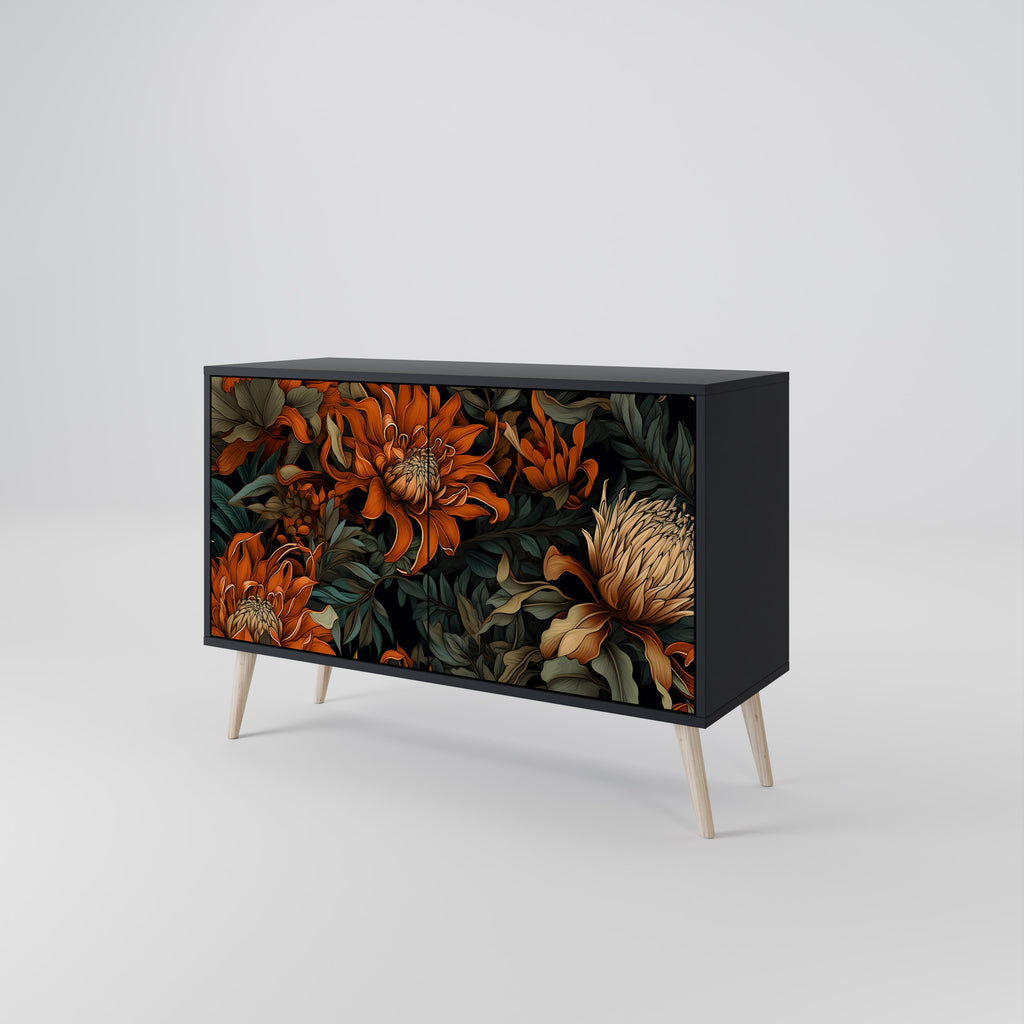 DAWN BLOOM 2-Door Sideboard in Black Finish