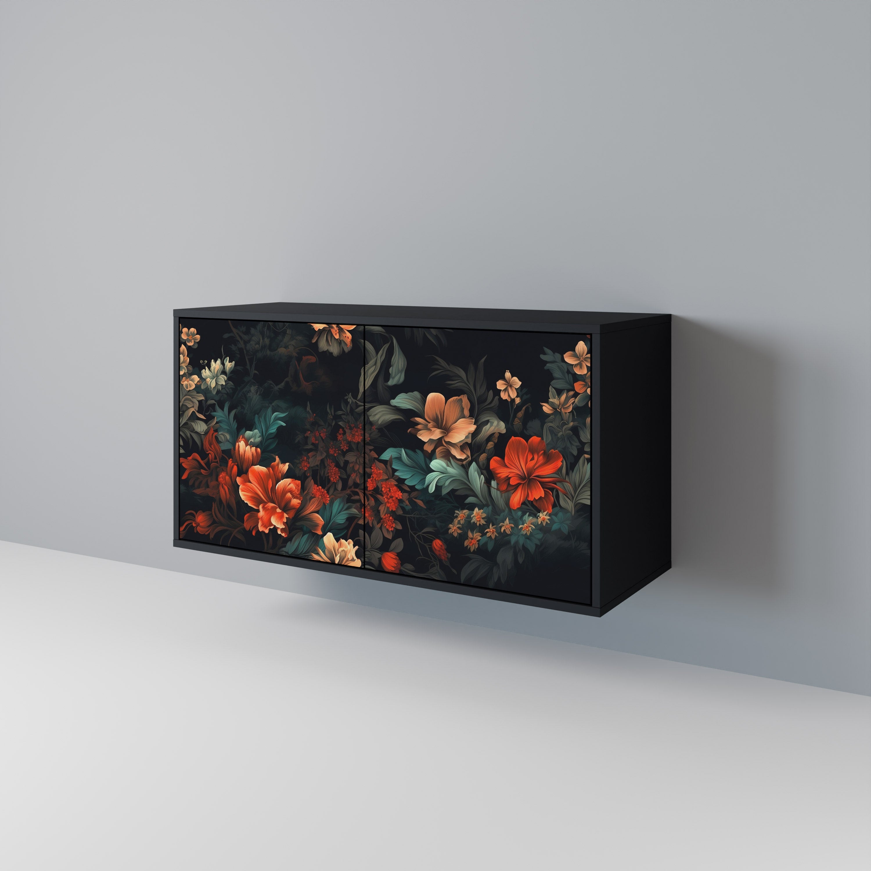 IMAGINARY BLOSSOM 2-Door Sideboard in Black Finish
