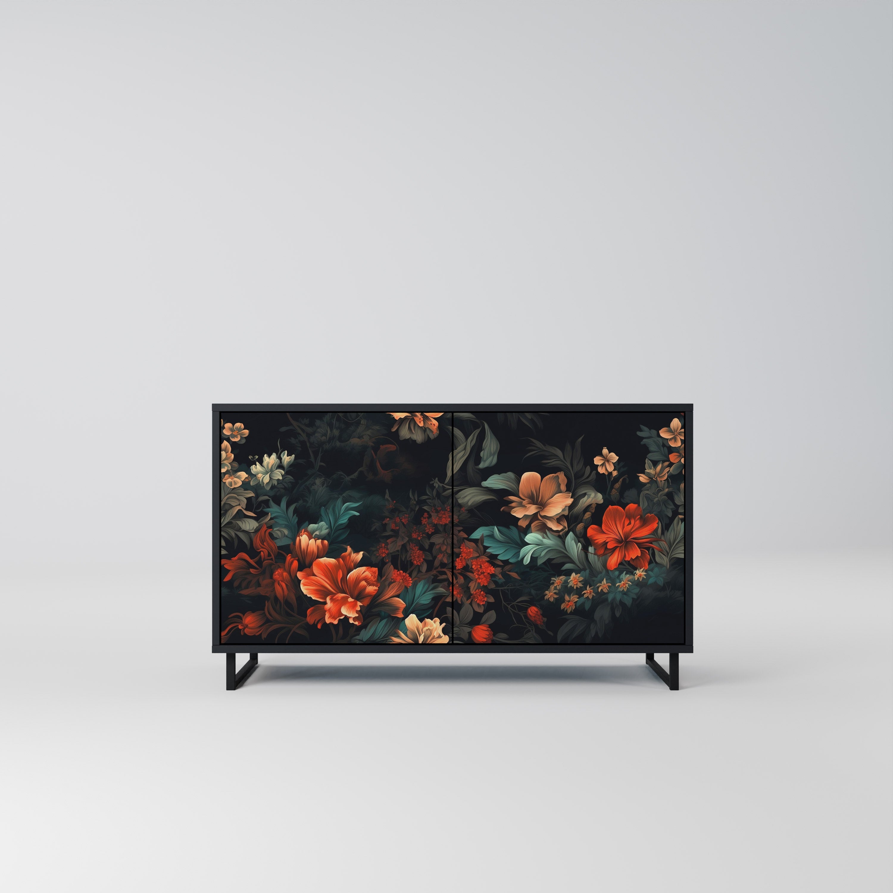 IMAGINARY BLOSSOM 2-Door Sideboard in Black Finish