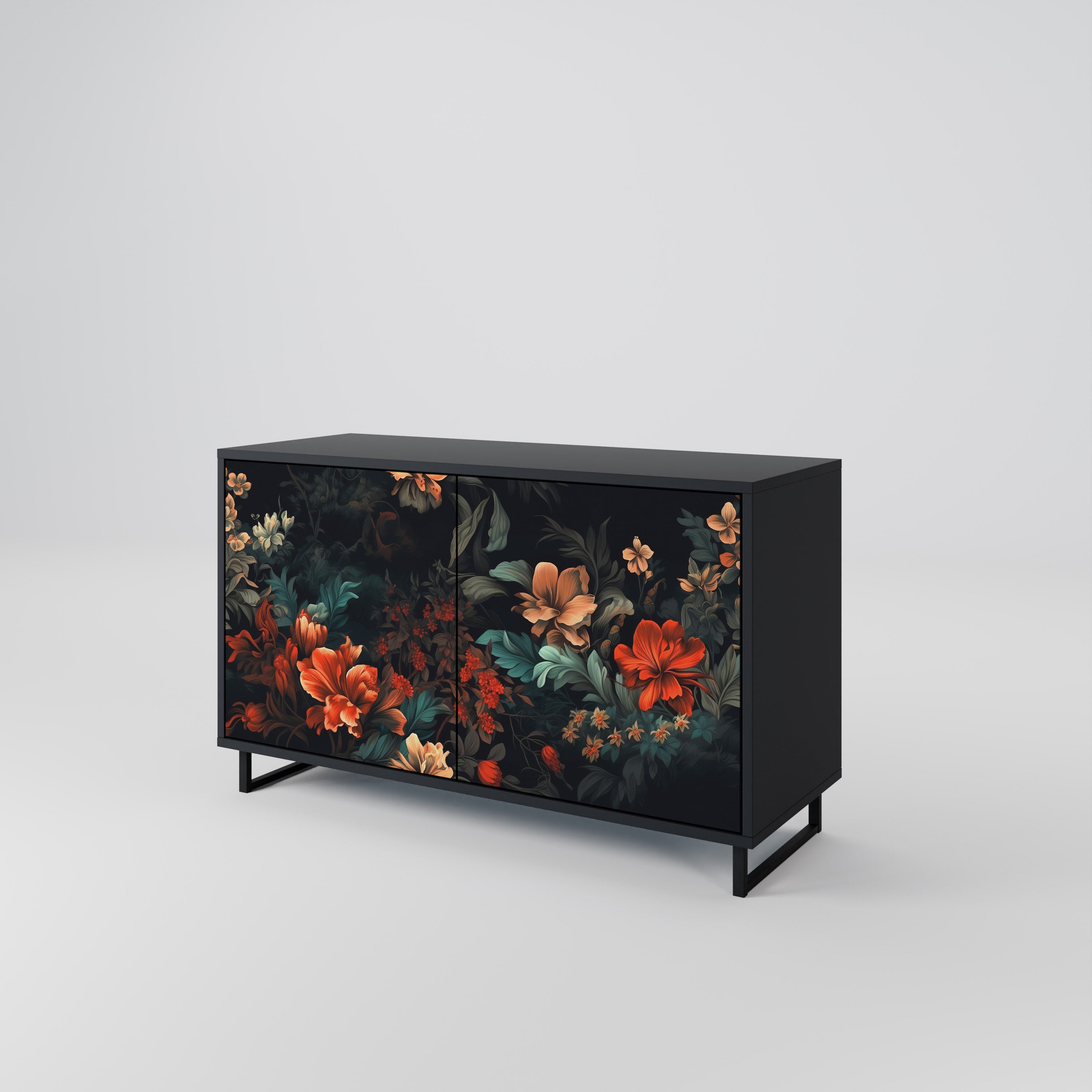 IMAGINARY BLOSSOM 2-Door Sideboard in Black Finish