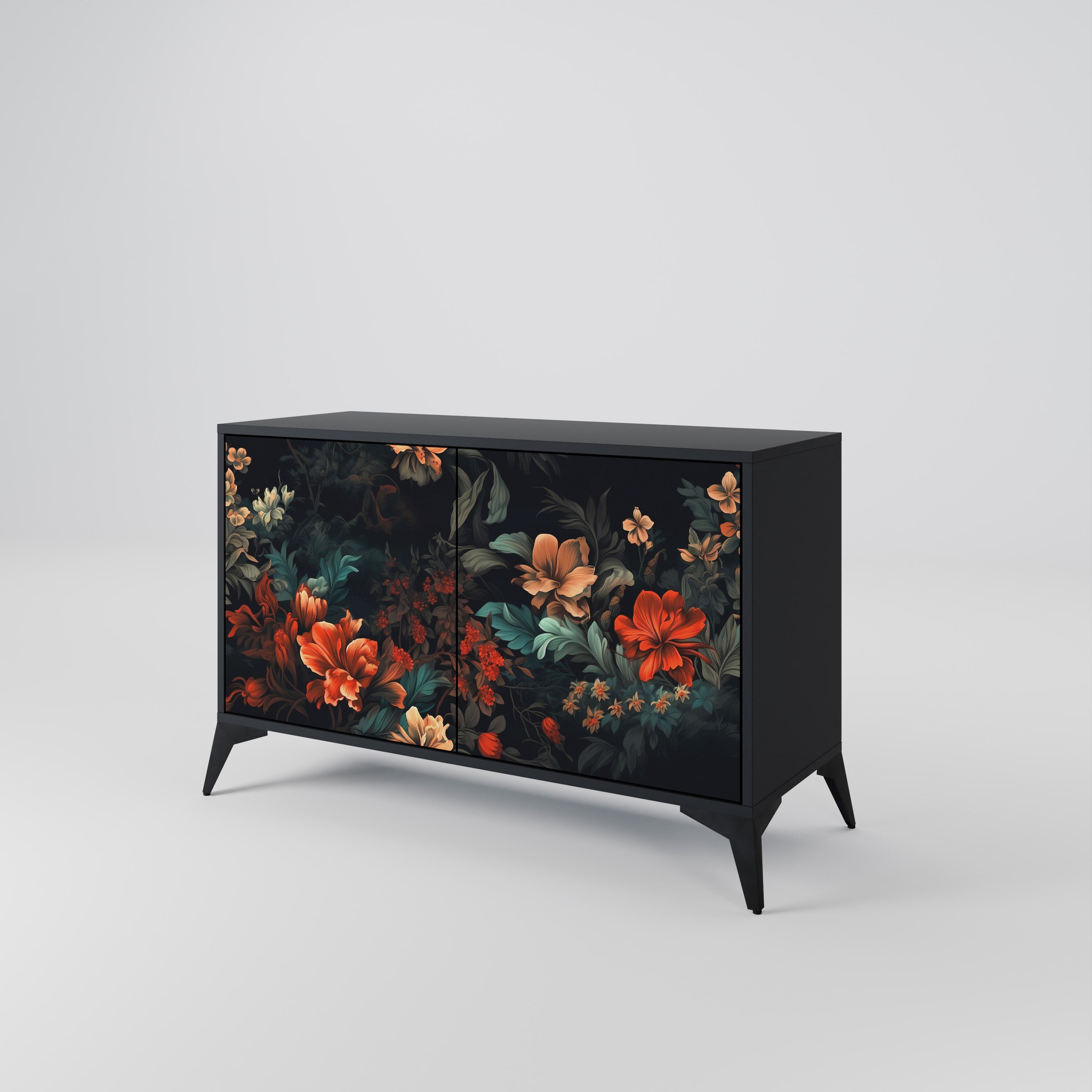 IMAGINARY BLOSSOM 2-Door Sideboard in Black Finish