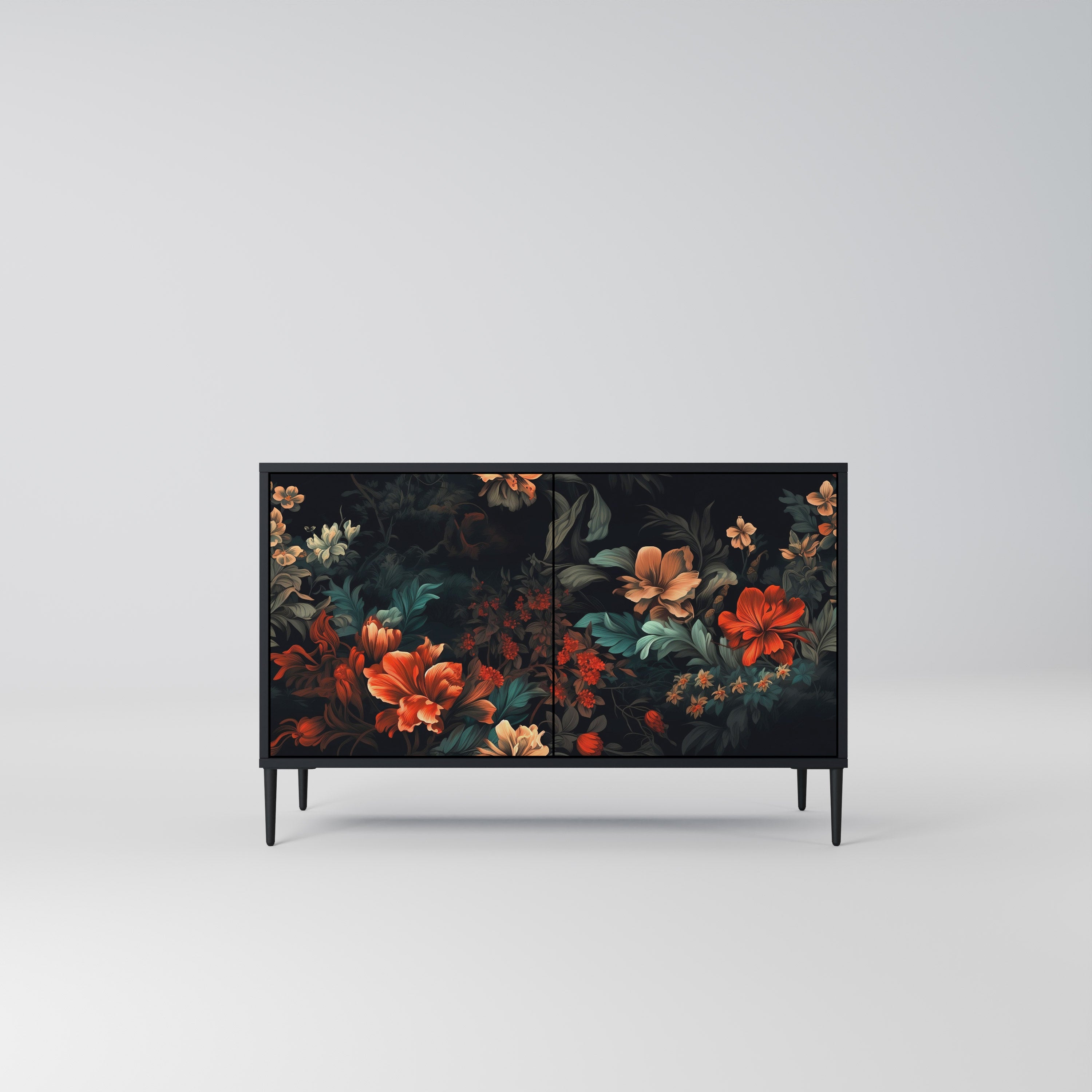 IMAGINARY BLOSSOM 2-Door Sideboard in Black Finish