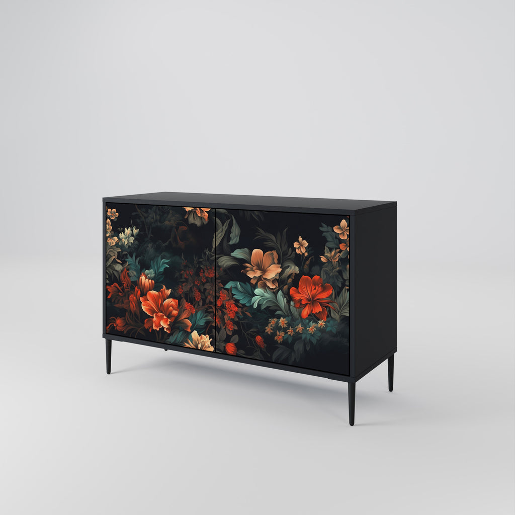 IMAGINARY BLOSSOM 2-Door Sideboard in Black Finish
