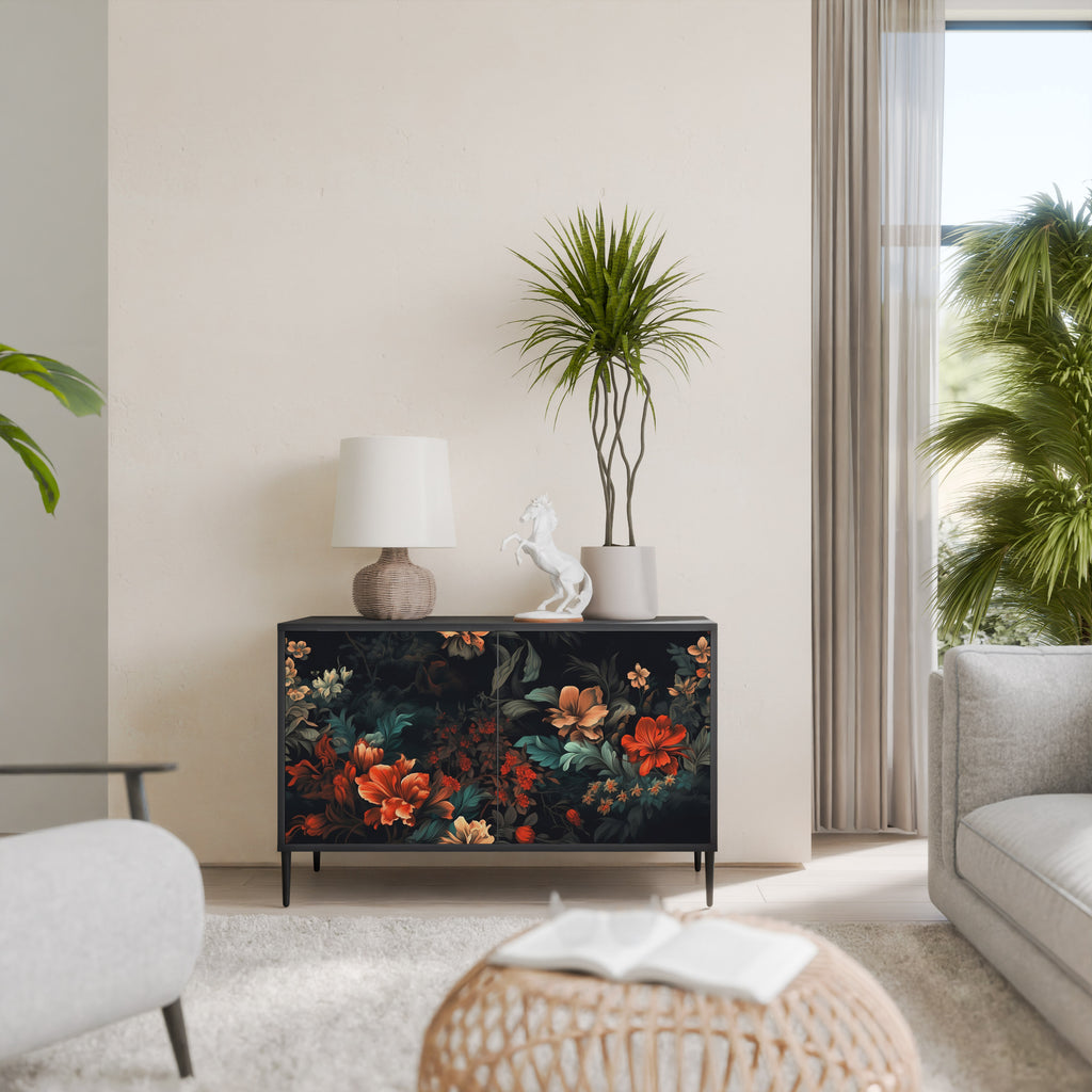 IMAGINARY BLOSSOM 2-Door Sideboard in Black Finish