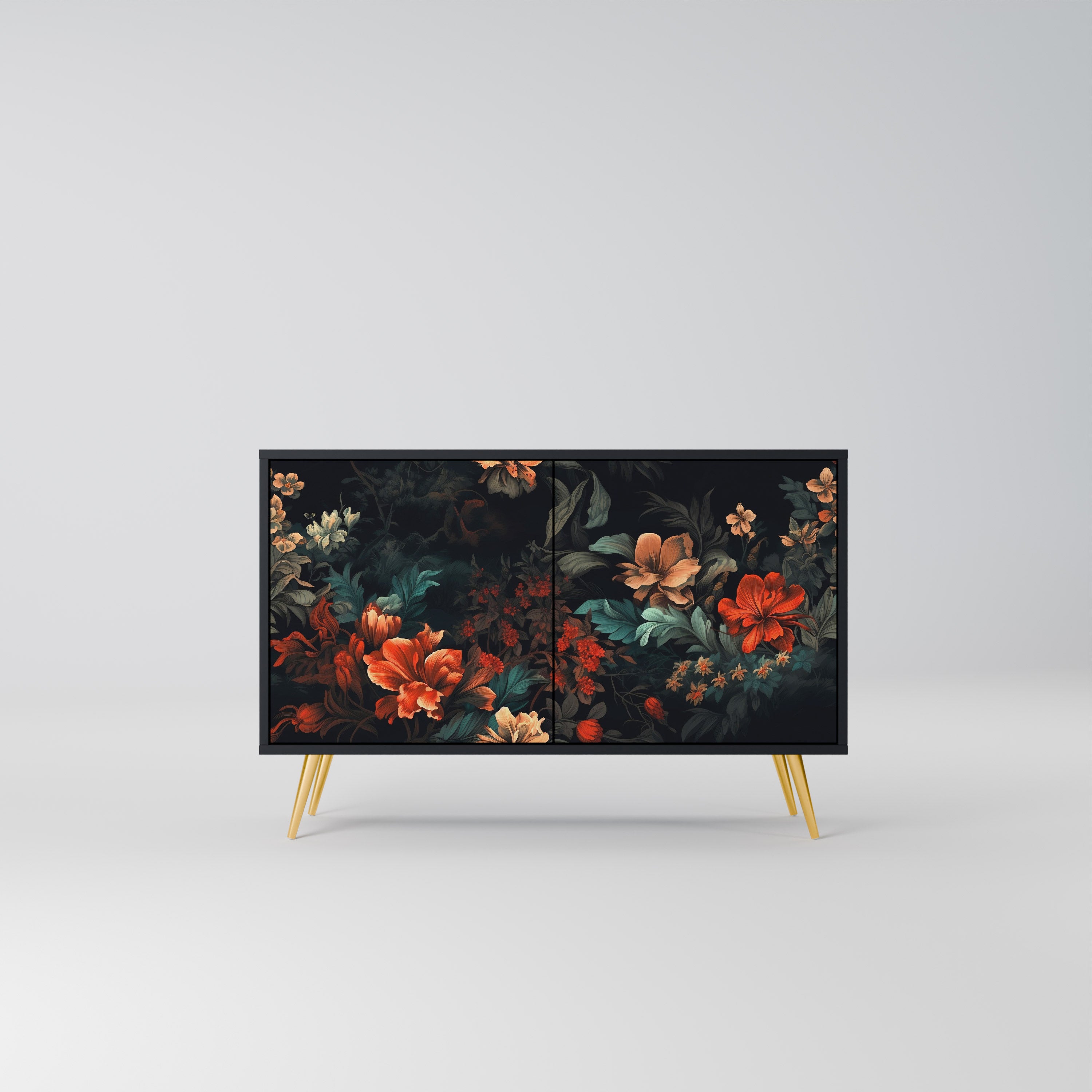 IMAGINARY BLOSSOM 2-Door Sideboard in Black Finish
