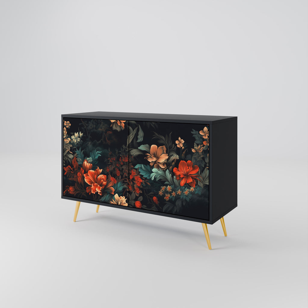 IMAGINARY BLOSSOM 2-Door Sideboard in Black Finish