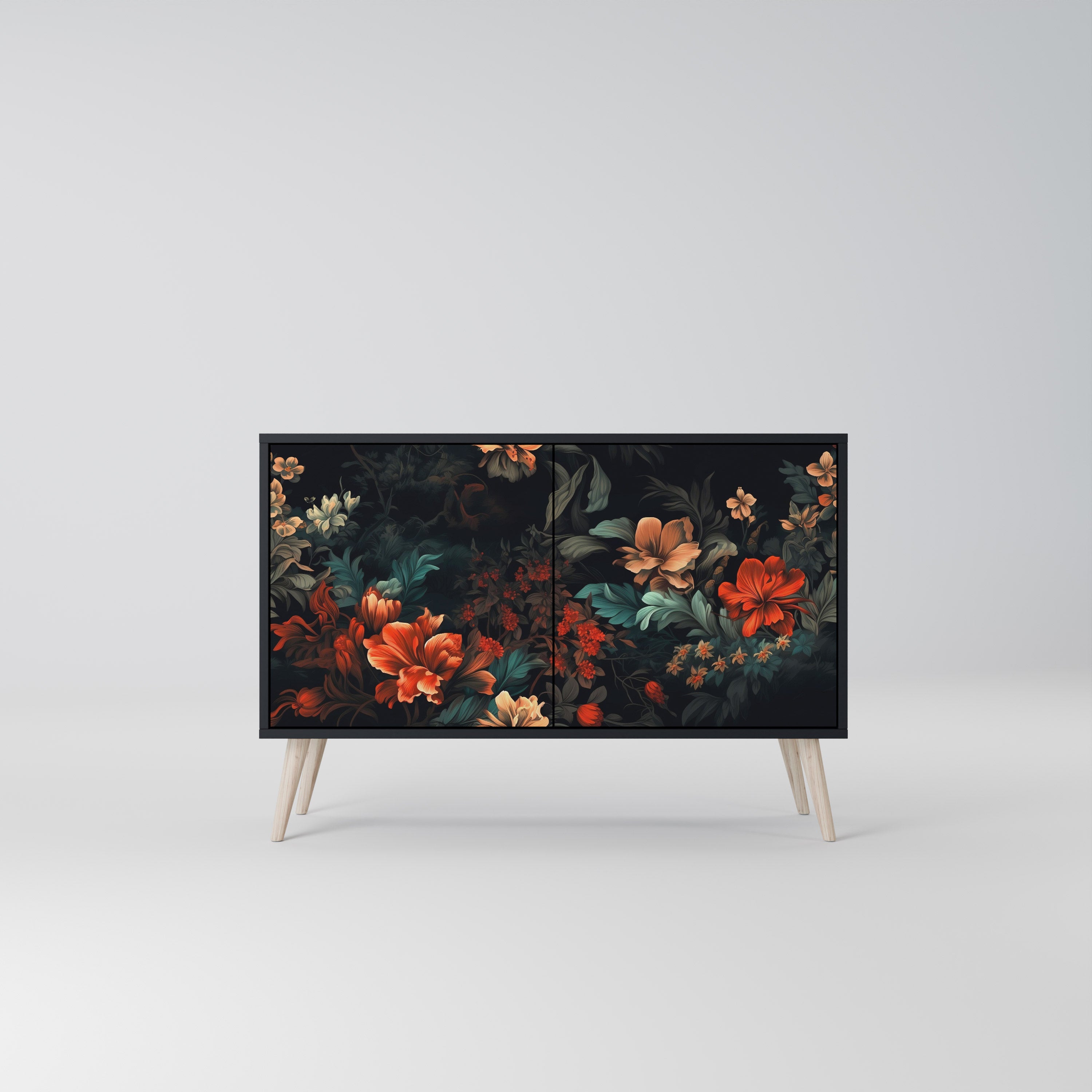 IMAGINARY BLOSSOM 2-Door Sideboard in Black Finish