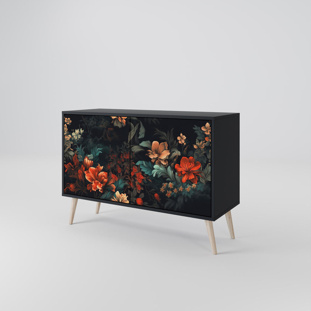 IMAGINARY BLOSSOM 2-Door Sideboard in Black Finish
