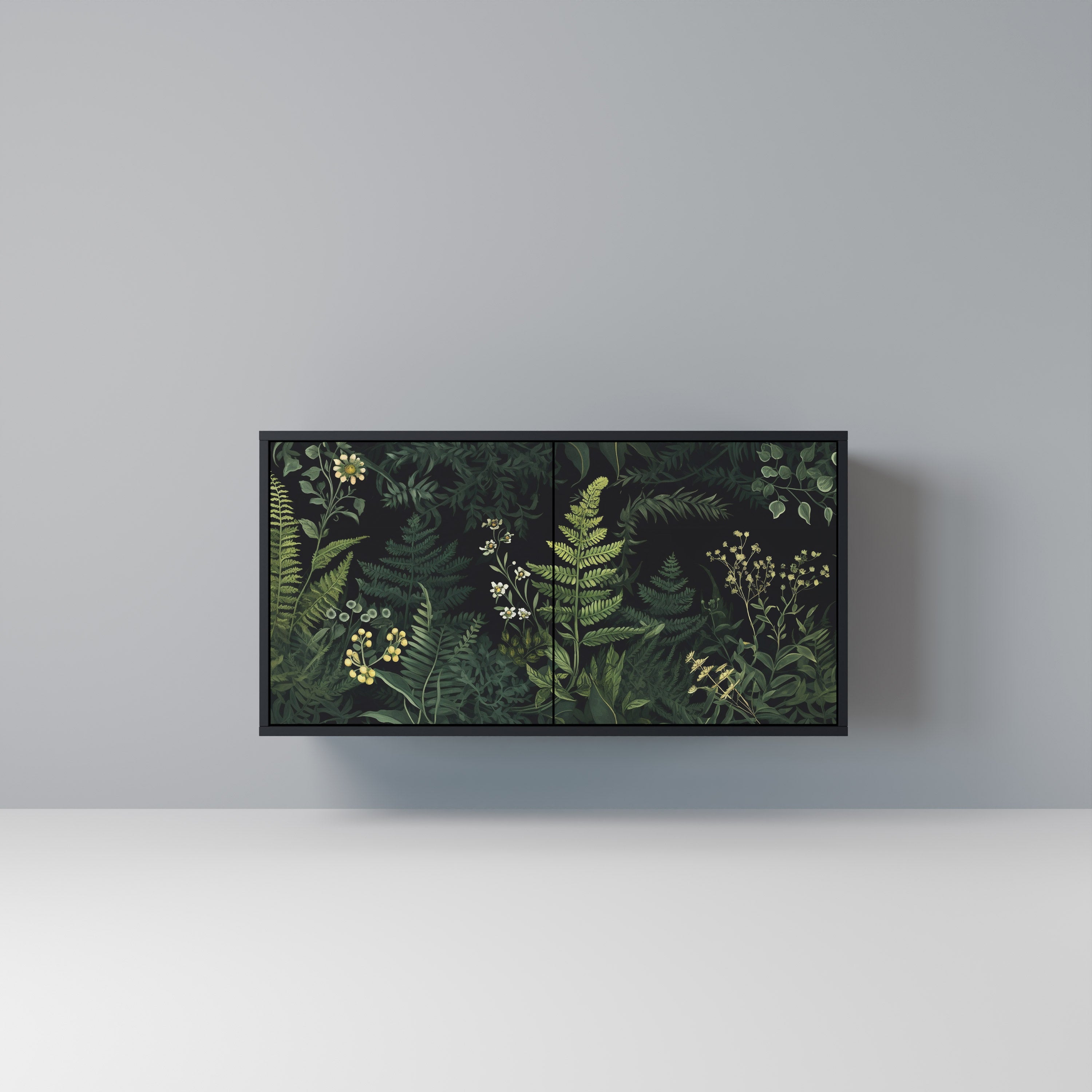 FERN FLOWERS 2-Door Sideboard in Black Finish