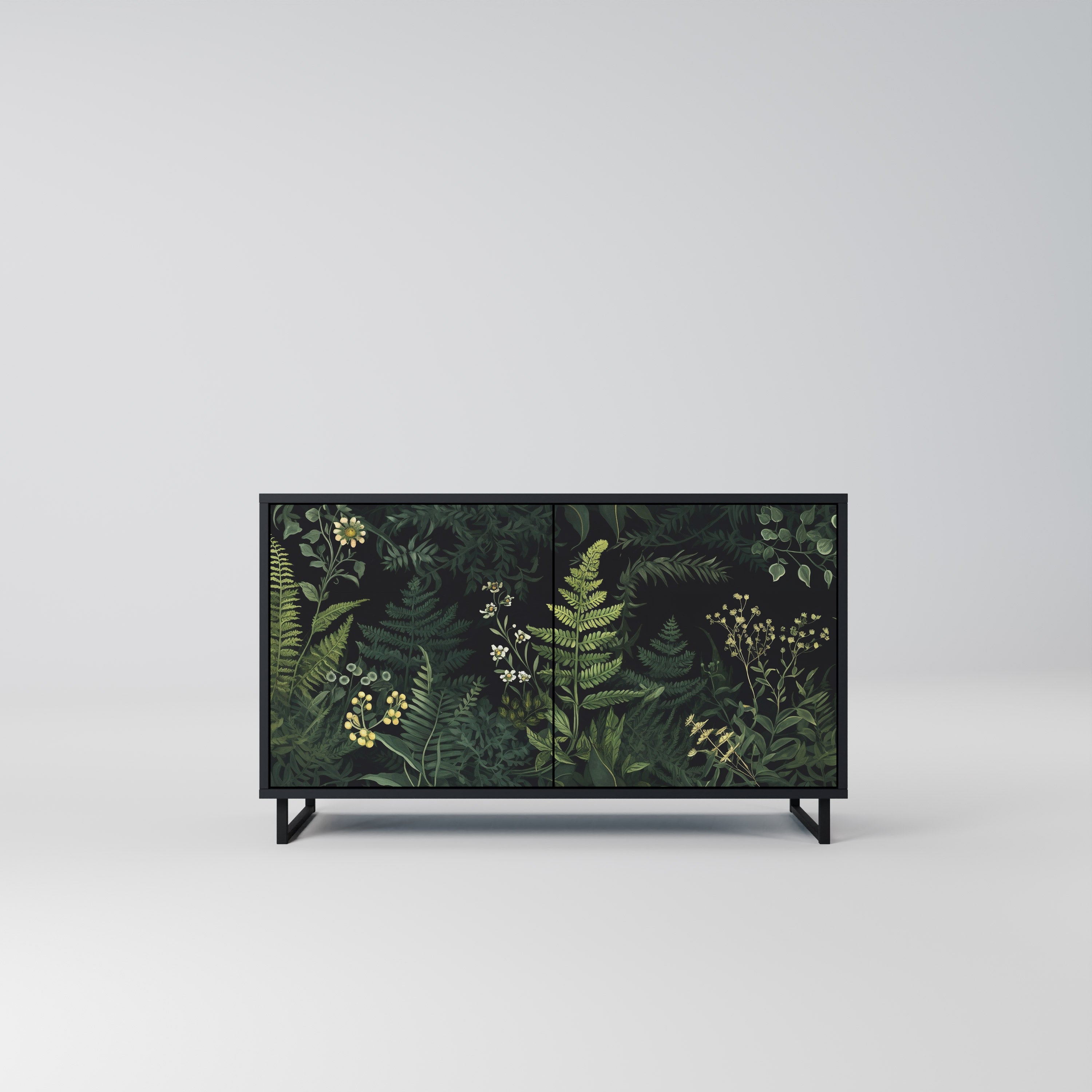 FERN FLOWERS 2-Door Sideboard in Black Finish