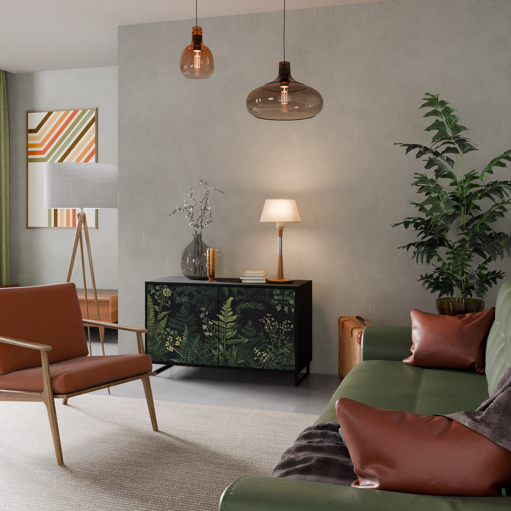 FERN FLOWERS 2-Door Sideboard in Black Finish