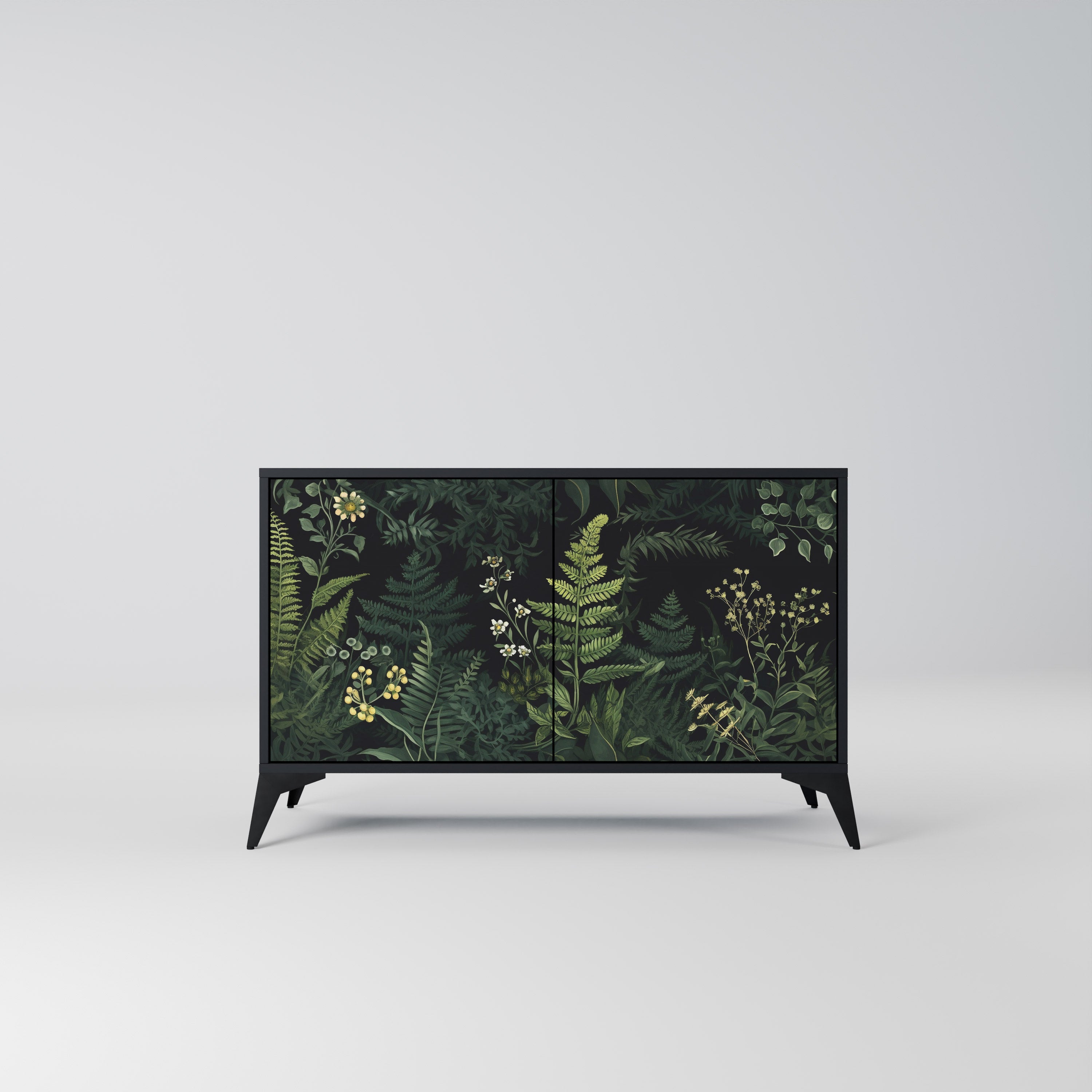 FERN FLOWERS 2-Door Sideboard in Black Finish