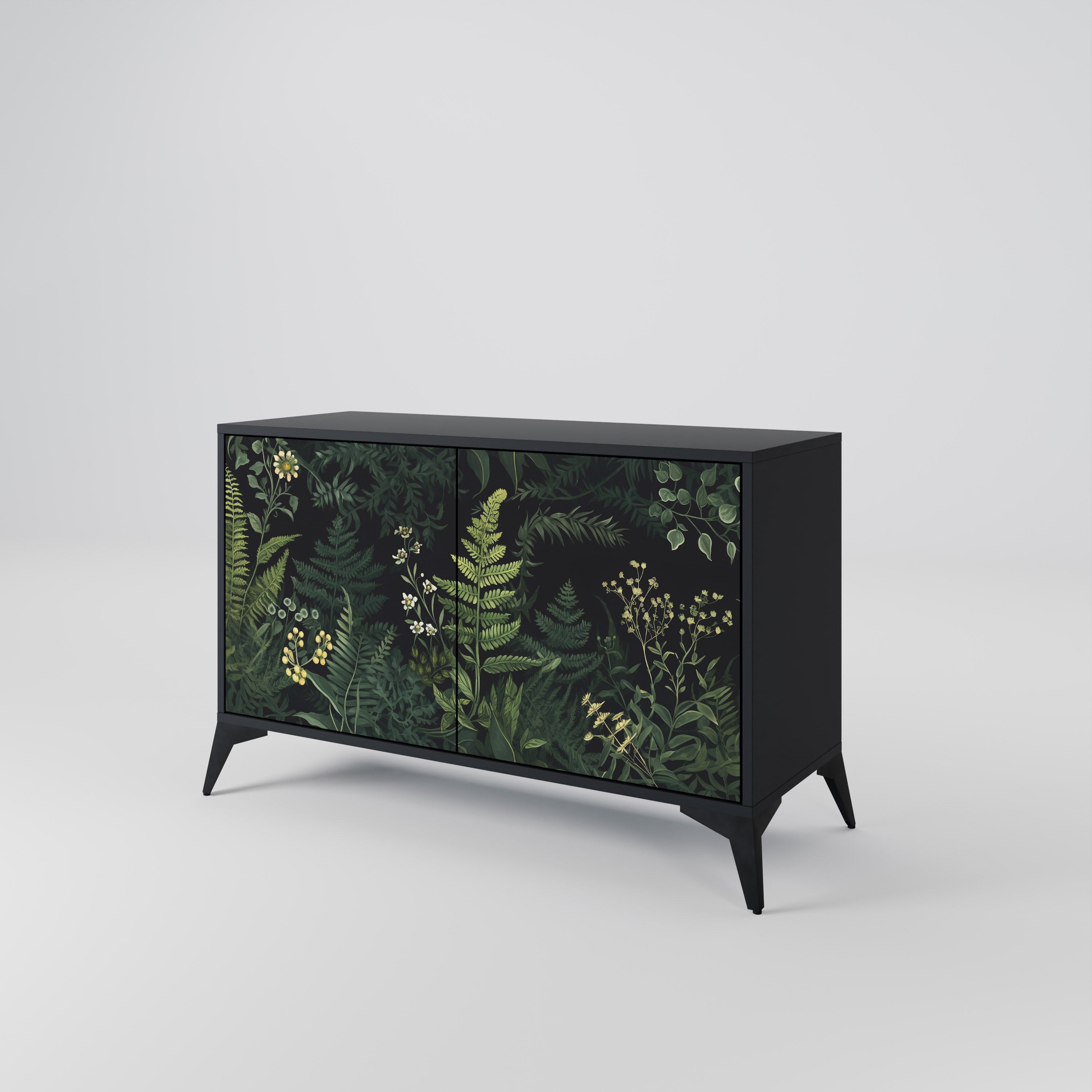 FERN FLOWERS 2-Door Sideboard in Black Finish