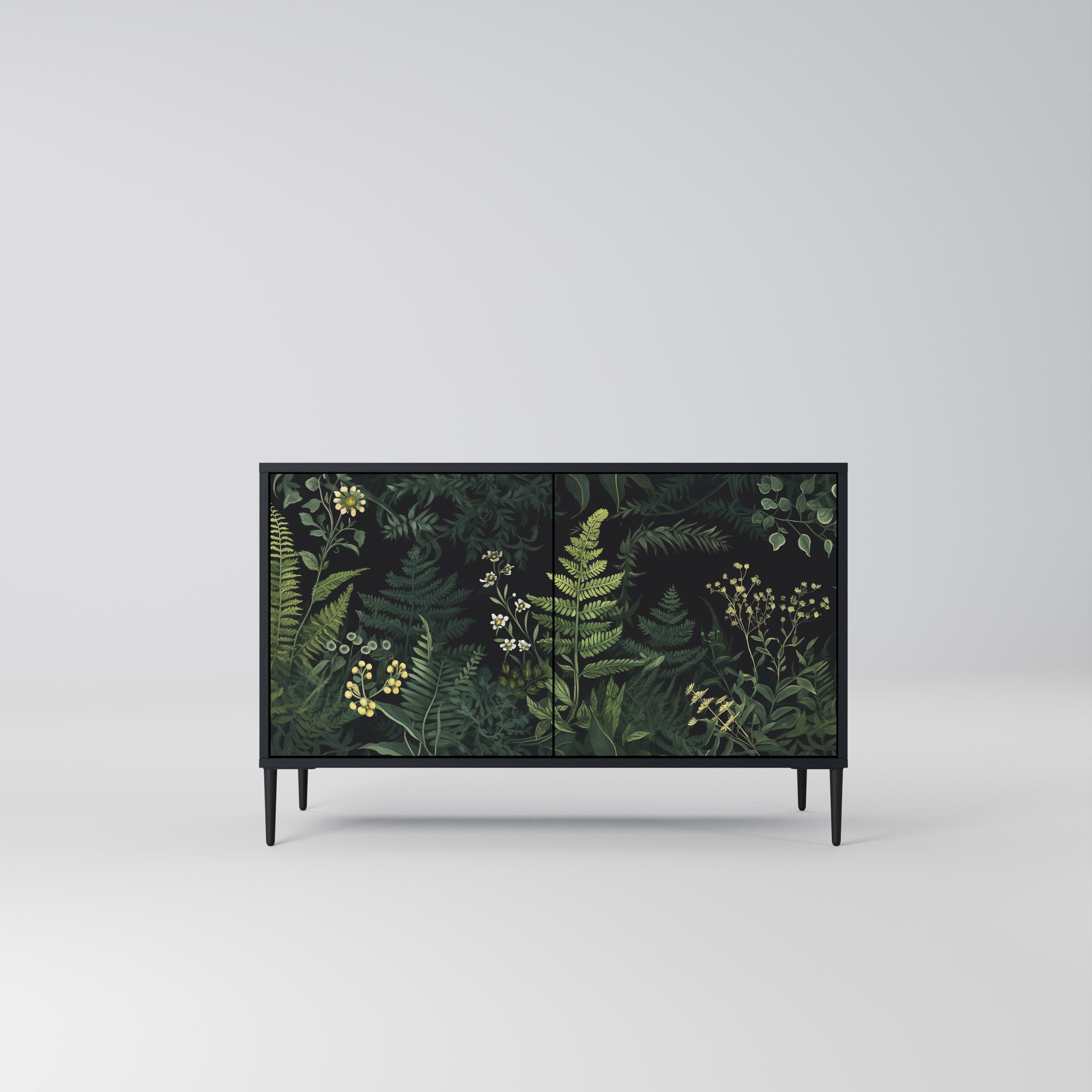 FERN FLOWERS 2-Door Sideboard in Black Finish