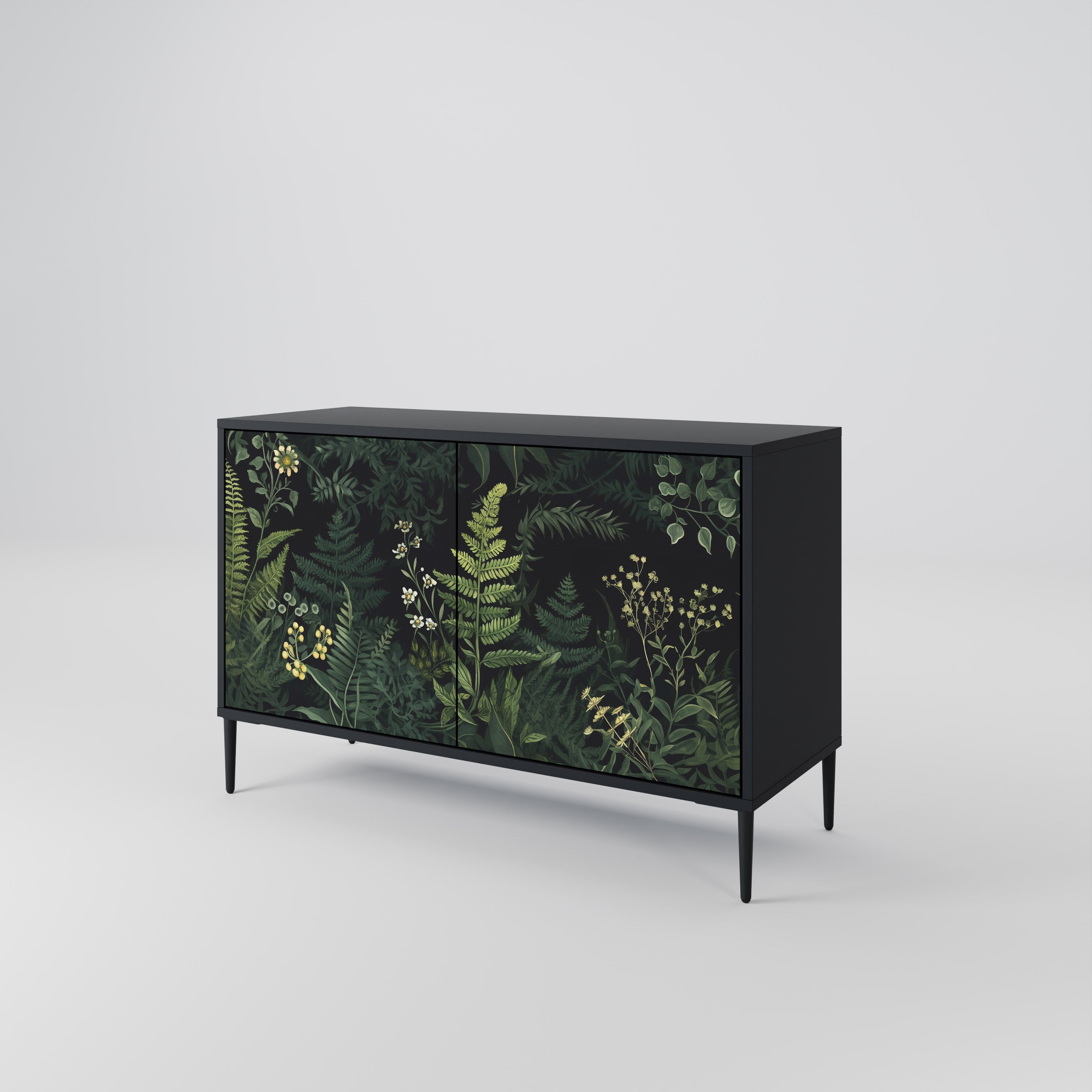 FERN FLOWERS 2-Door Sideboard in Black Finish