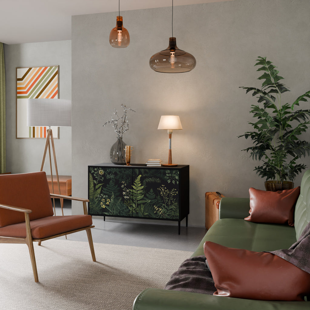 FERN FLOWERS 2-Door Sideboard in Black Finish