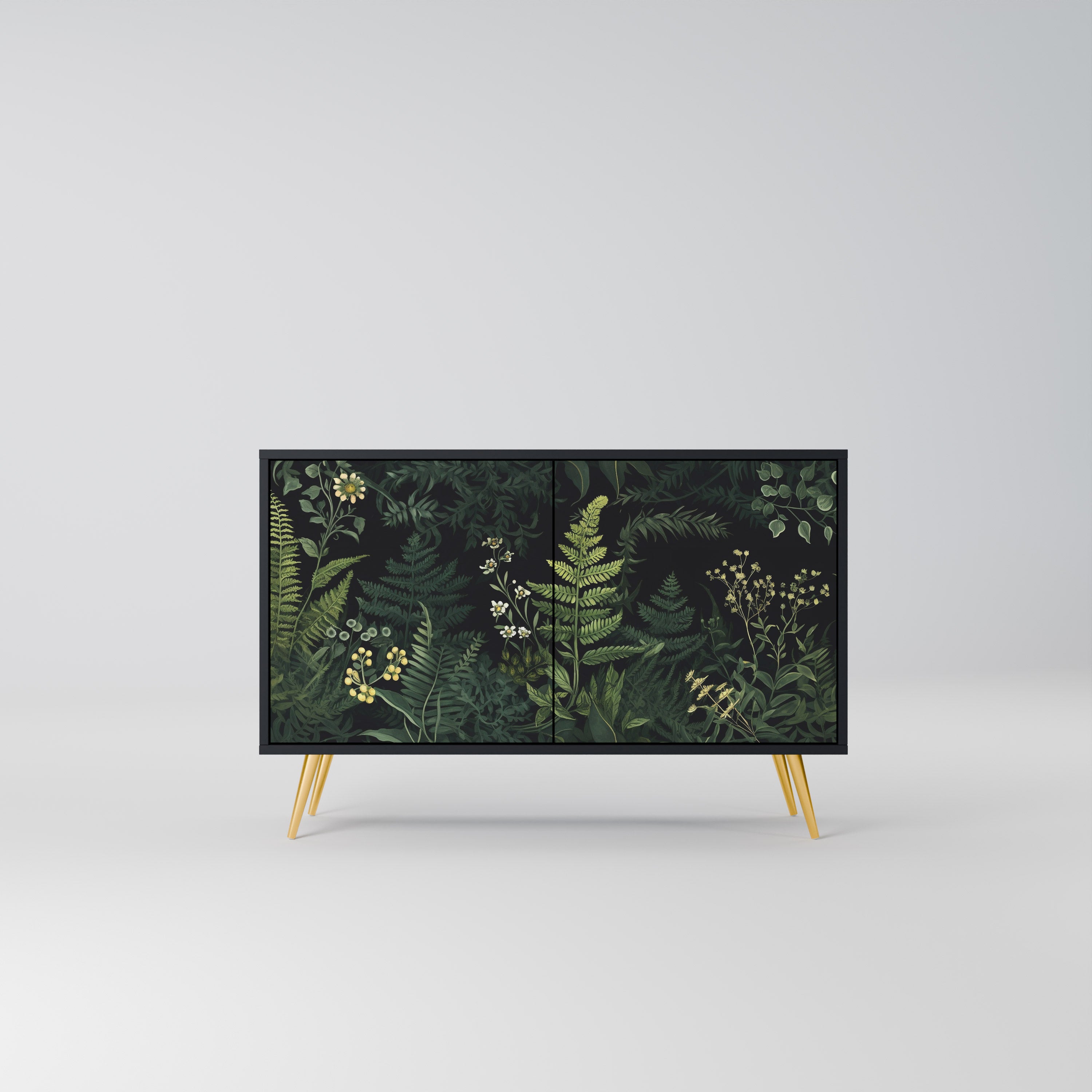 FERN FLOWERS 2-Door Sideboard in Black Finish