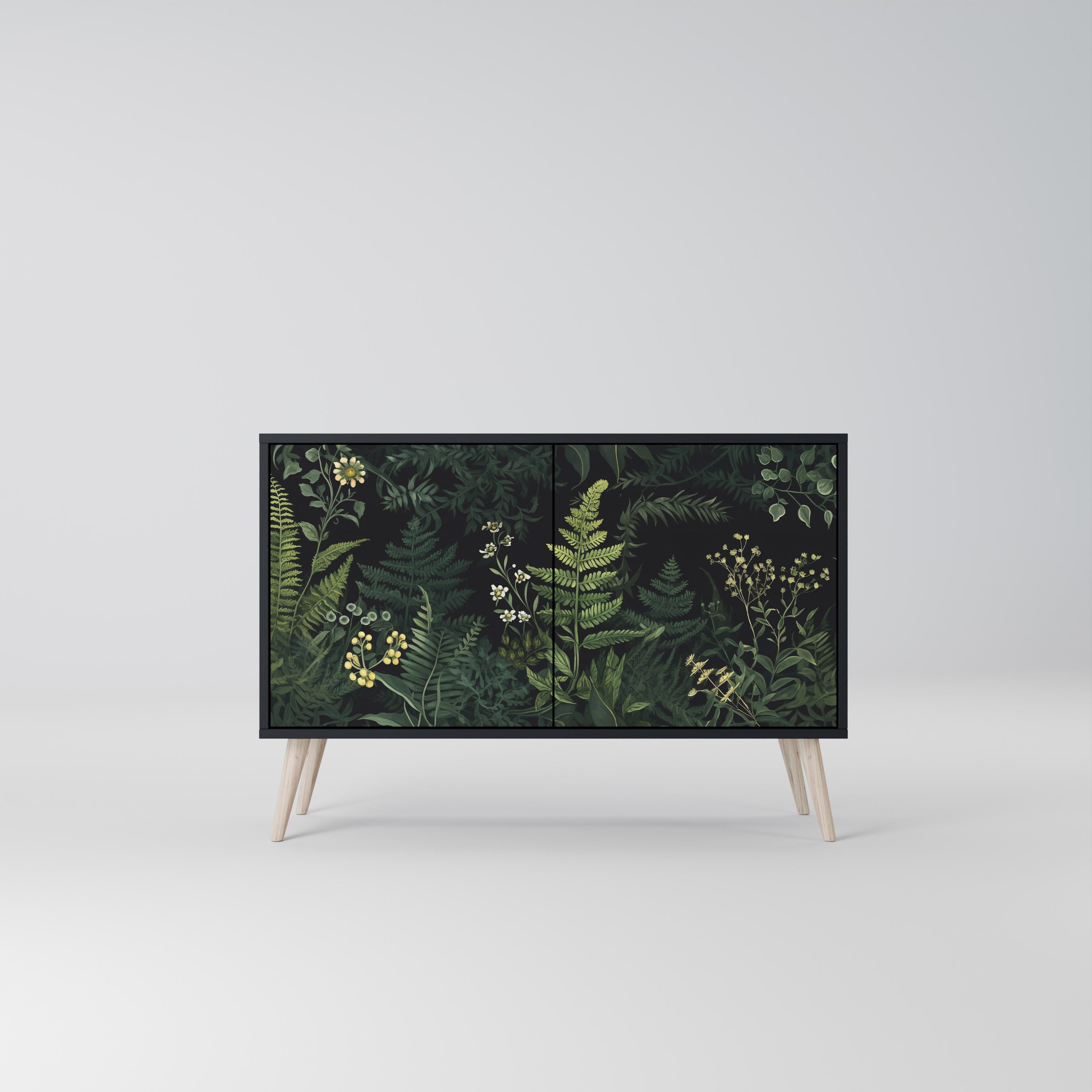 FERN FLOWERS 2-Door Sideboard in Black Finish