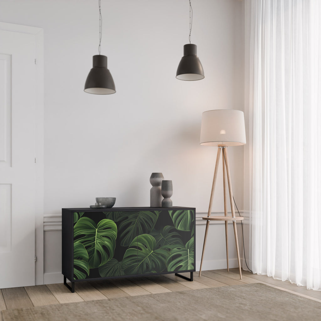 INFINITE MONSTERA 2-Door Sideboard in Black Finish