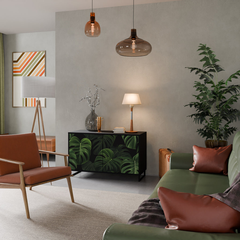 INFINITE MONSTERA 2-Door Sideboard in Black Finish