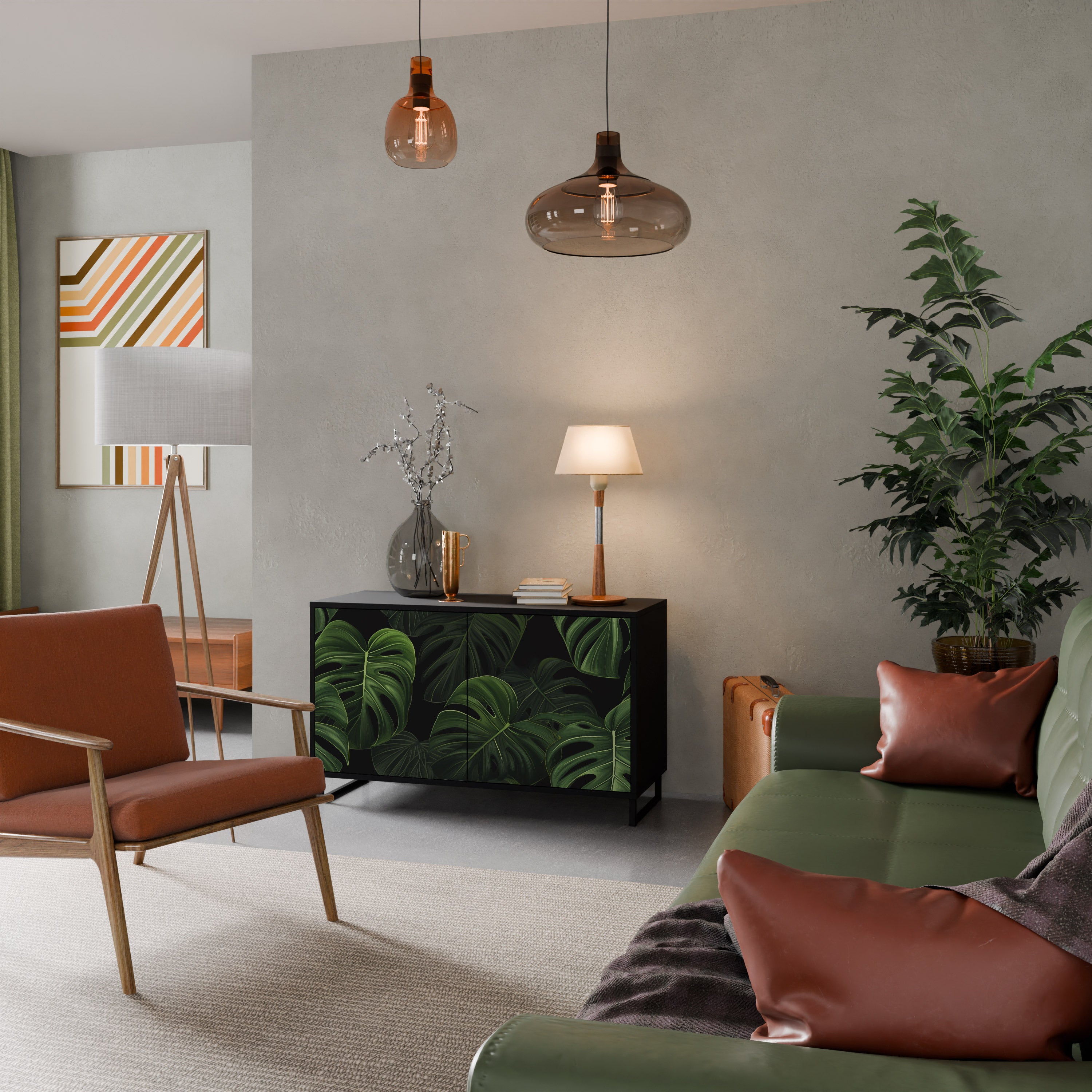 INFINITE MONSTERA 2-Door Sideboard in Black Finish