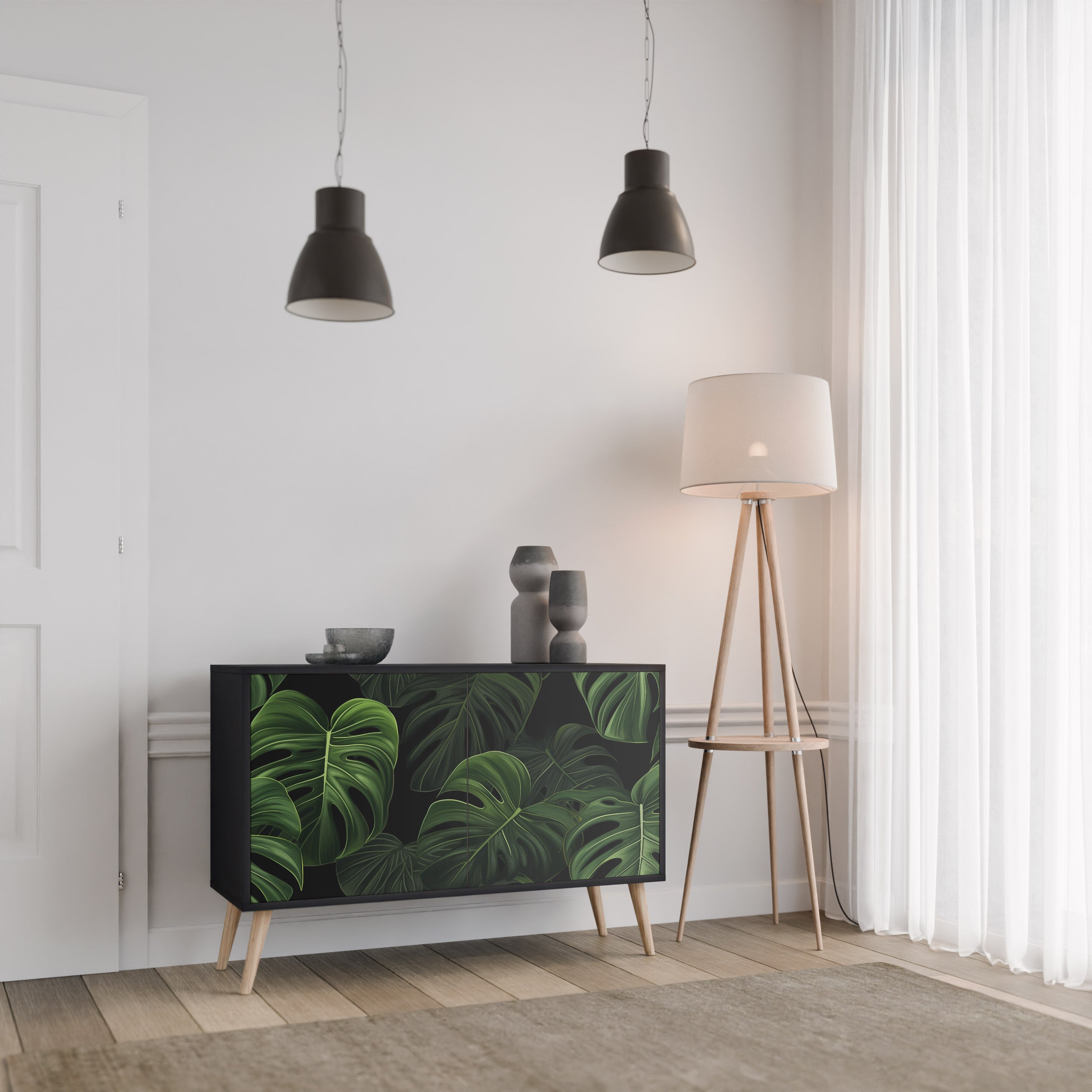 INFINITE MONSTERA 2-Door Sideboard in Black Finish