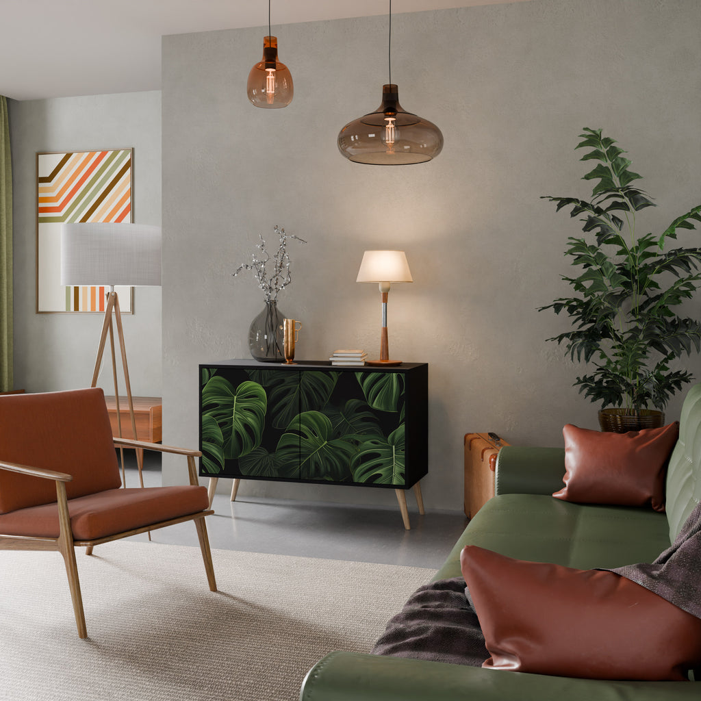 INFINITE MONSTERA 2-Door Sideboard in Black Finish